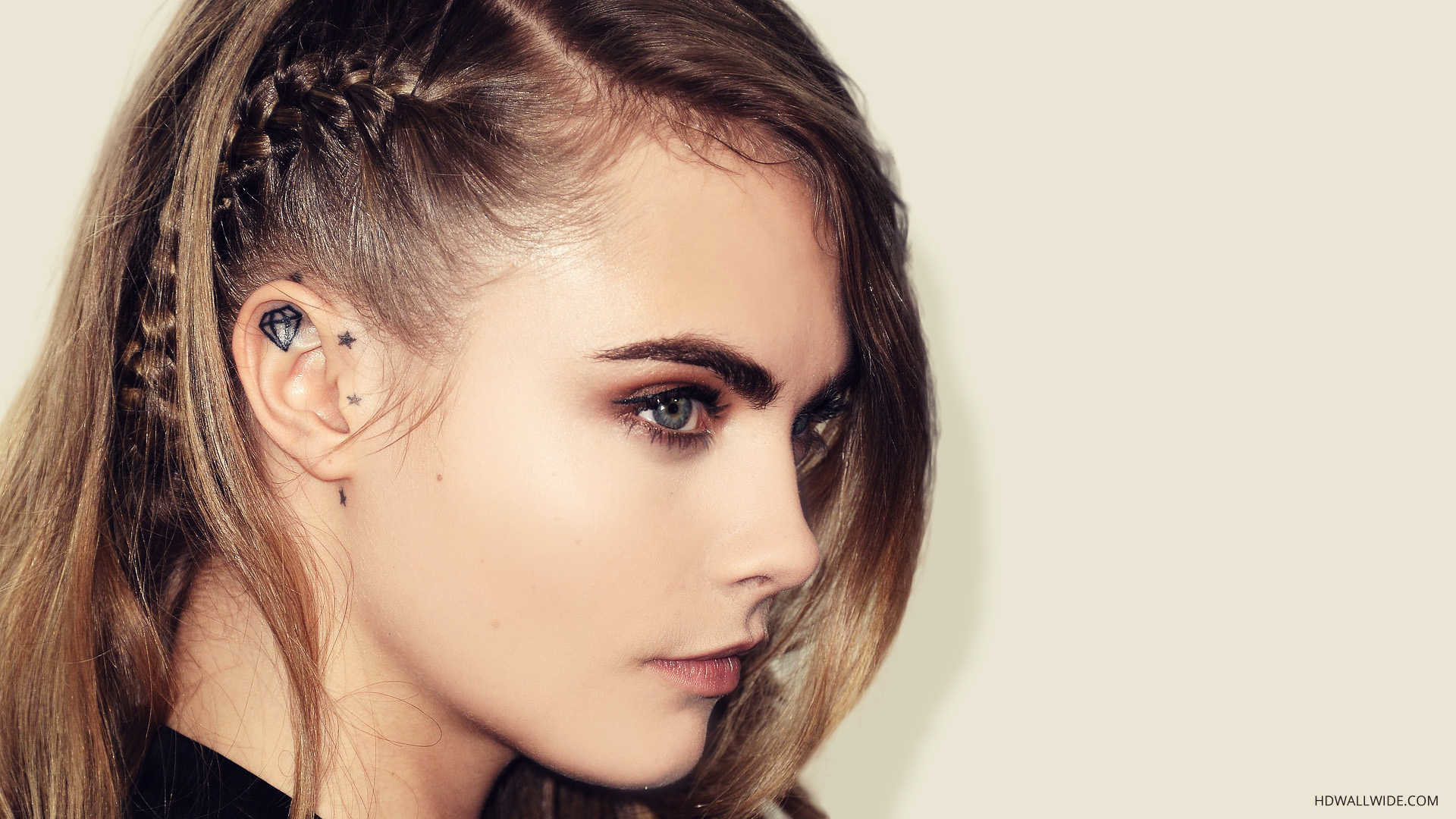 Cara Delevingne, Treccine, Profilo, Sopracciglia, 1920x1080, immagine di sfondo