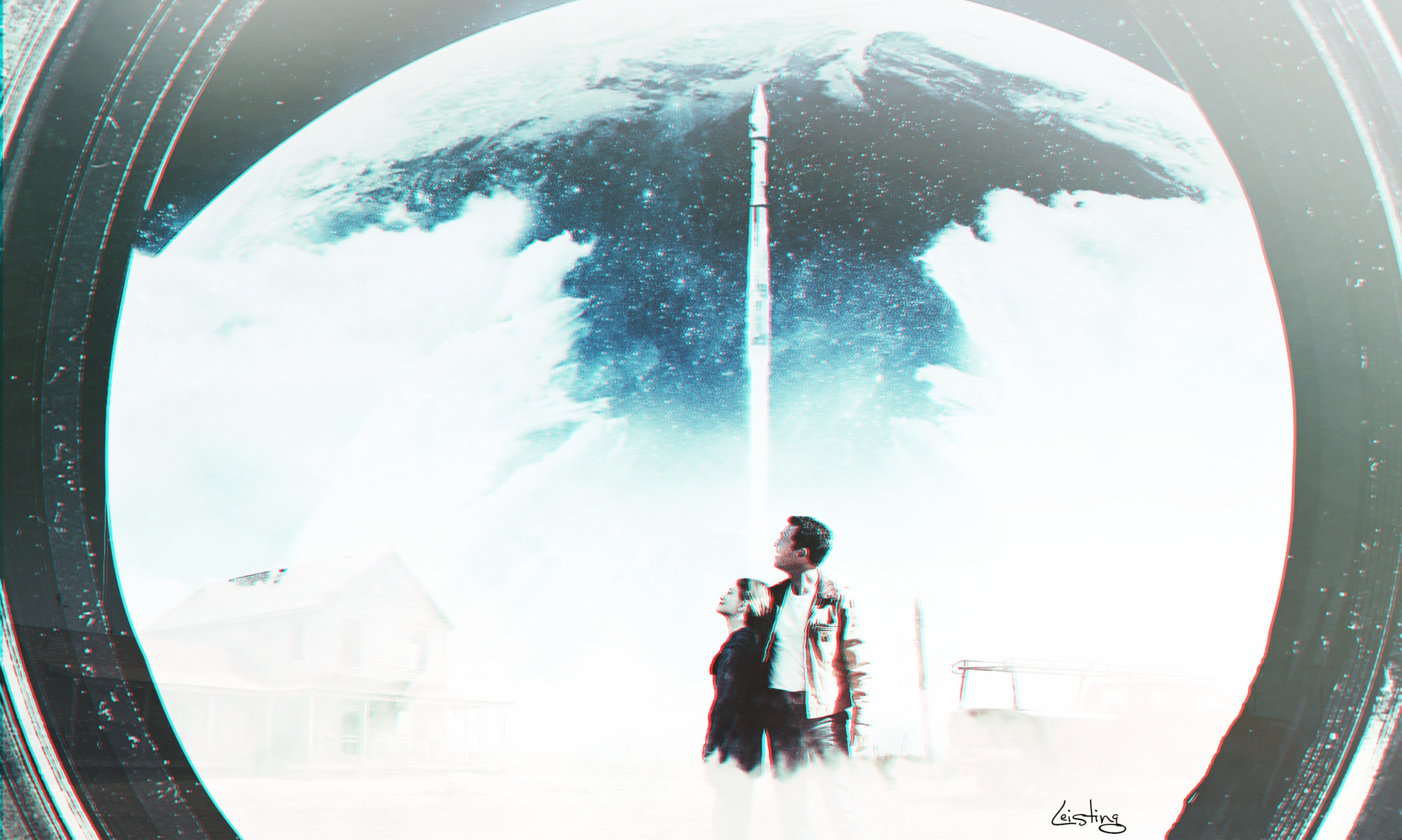 Interstellar, Matthew McConaughey, Cooper, Fan art, Fisheye, Full HD, sfondo Windows 11
