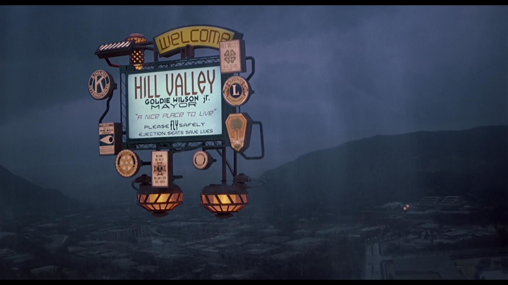 Hill Valley, Ritorno al futuro, Cartello di benvenuto, Notte, Full HD, sfondo Windows 11