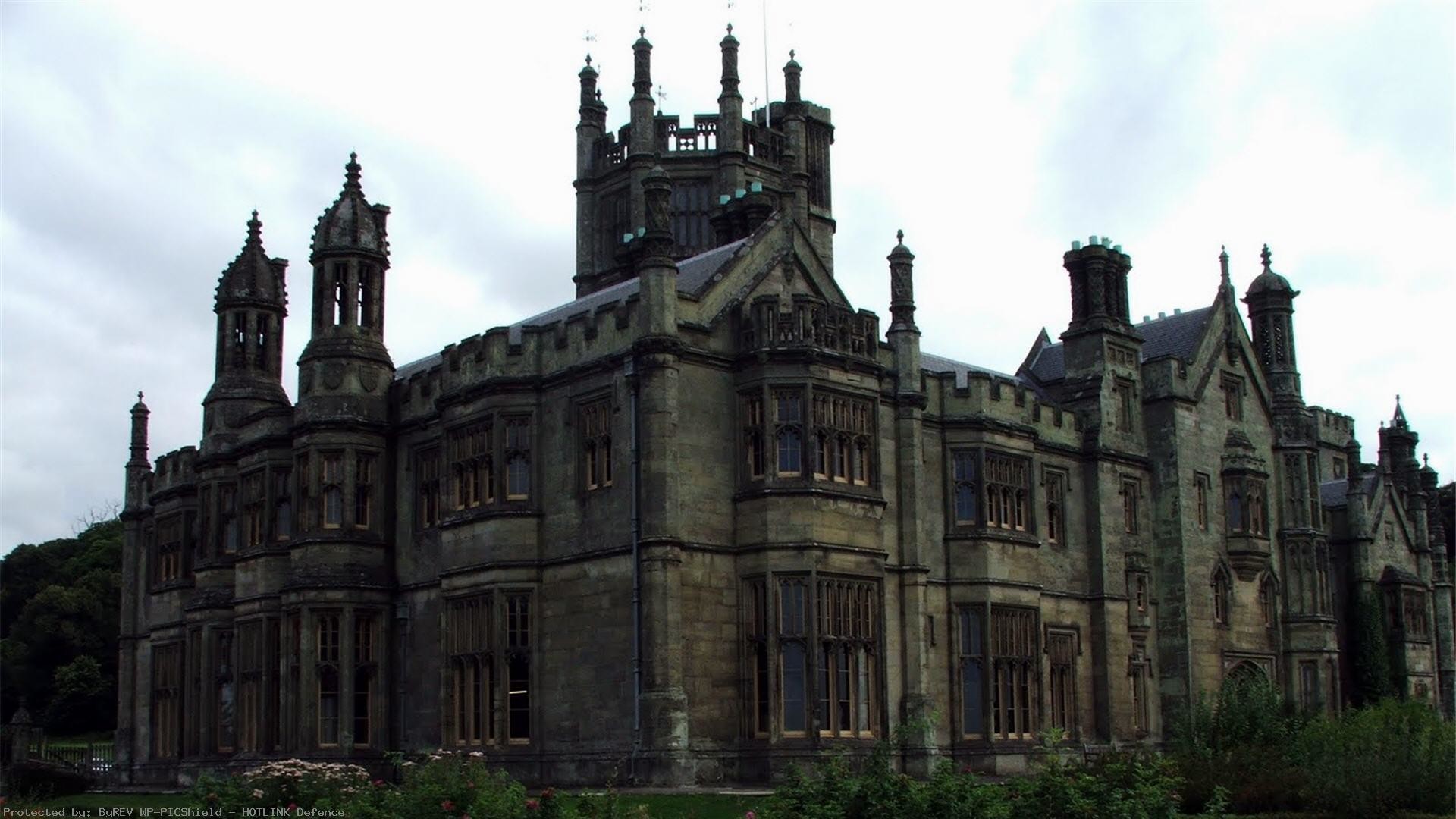 Margam Castle, Galles, Architettura neogotica, Castello, 16:9 Full HD, sfondo widescreen