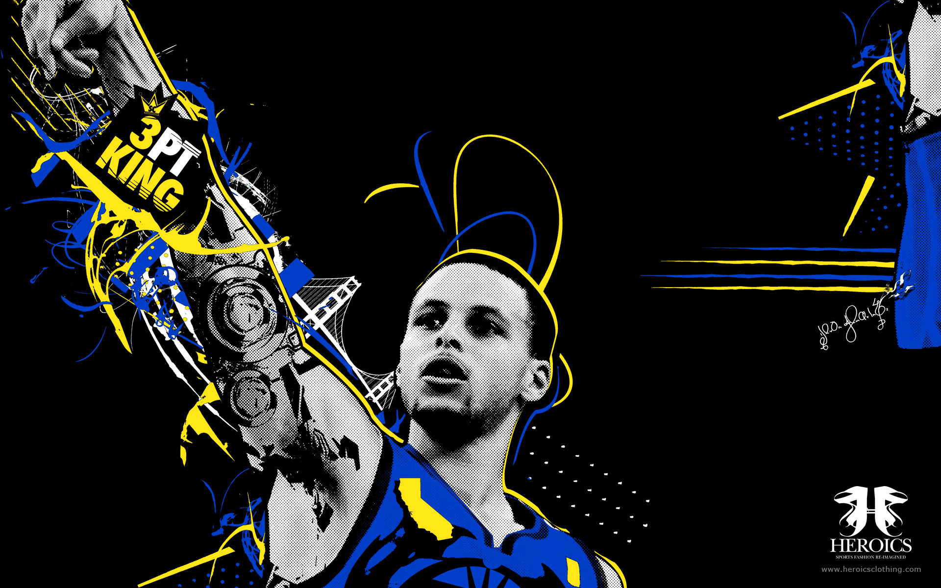 Stephen Curry, Golden State Warriors, Arte digitale, NBA, 16:10 Full HD, sfondo widescreen