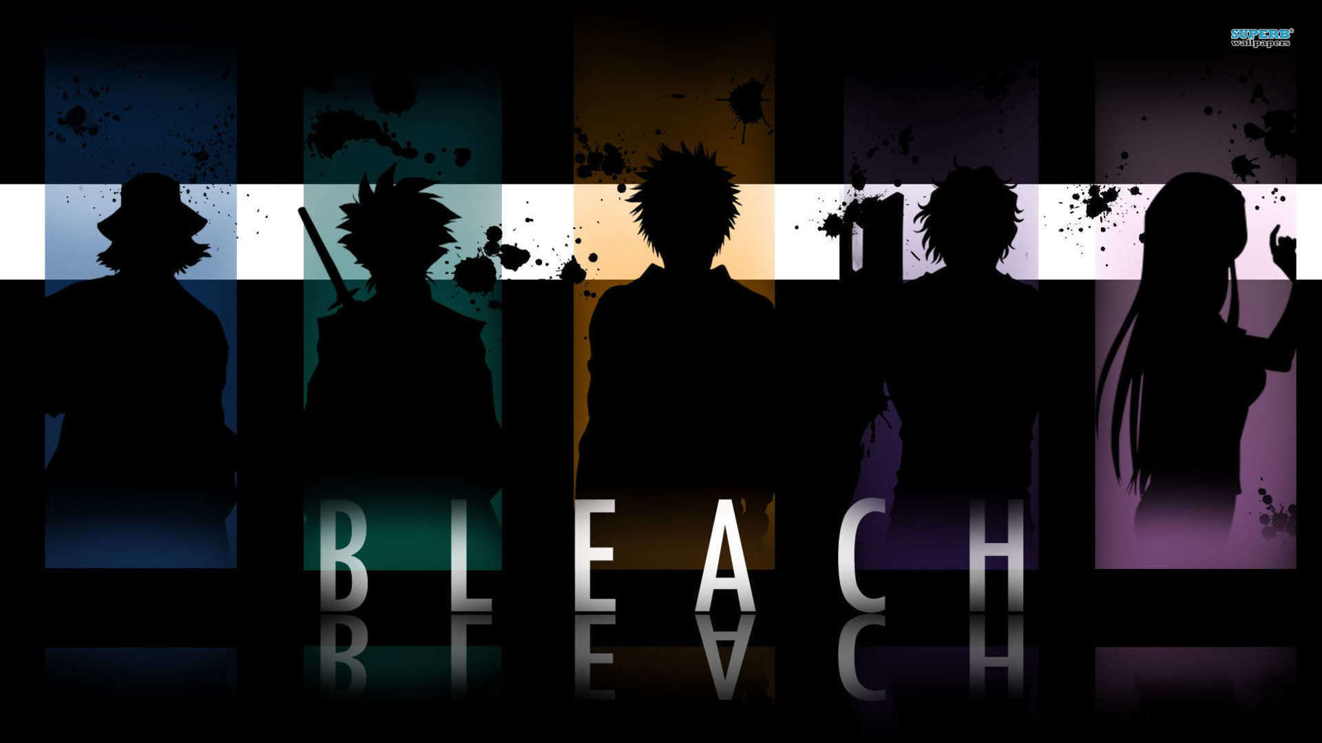 Bleach, Silhouette, Logo, Personaggi, 1920x1080, wallpaper desktop