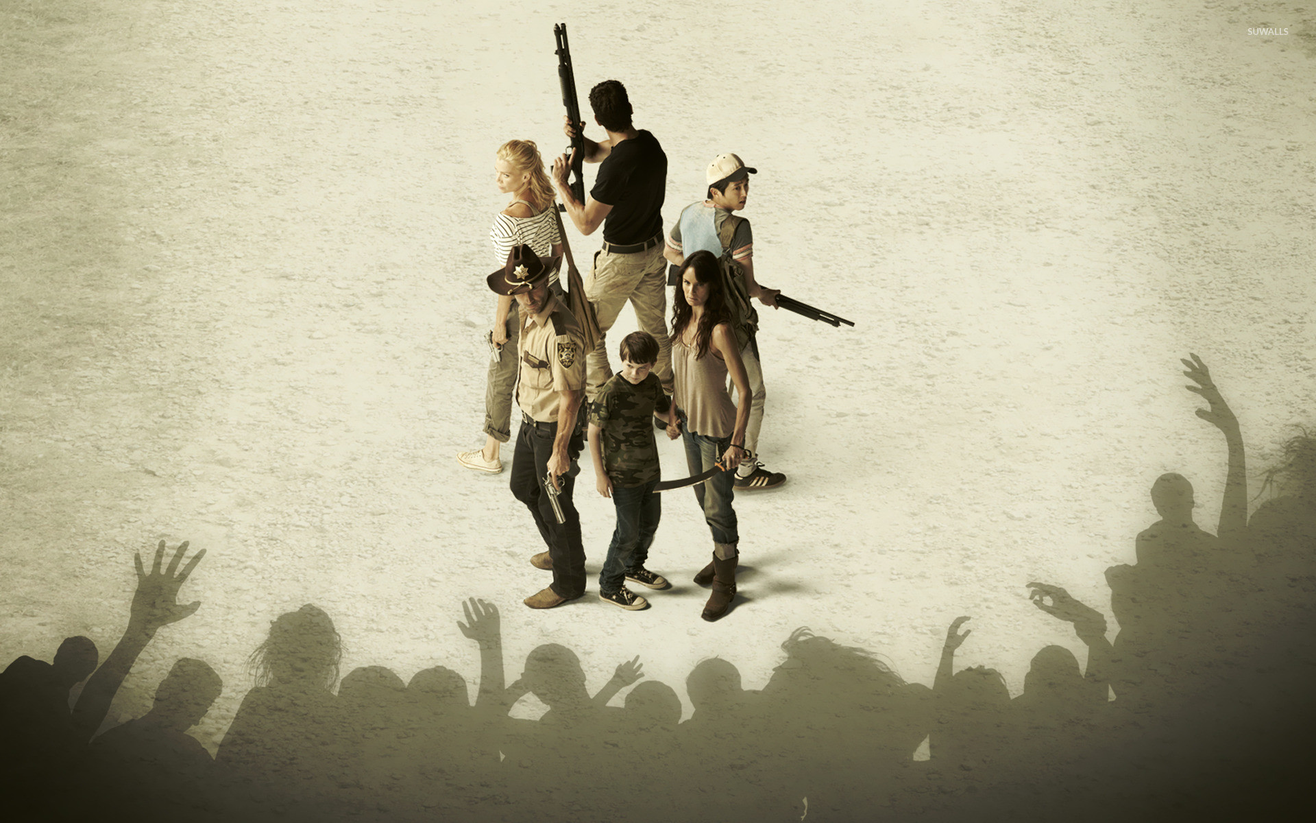 The Walking Dead, Personaggi, Folla di zombie, Silhouette, 1920x1200, sfondo MacBook Pro