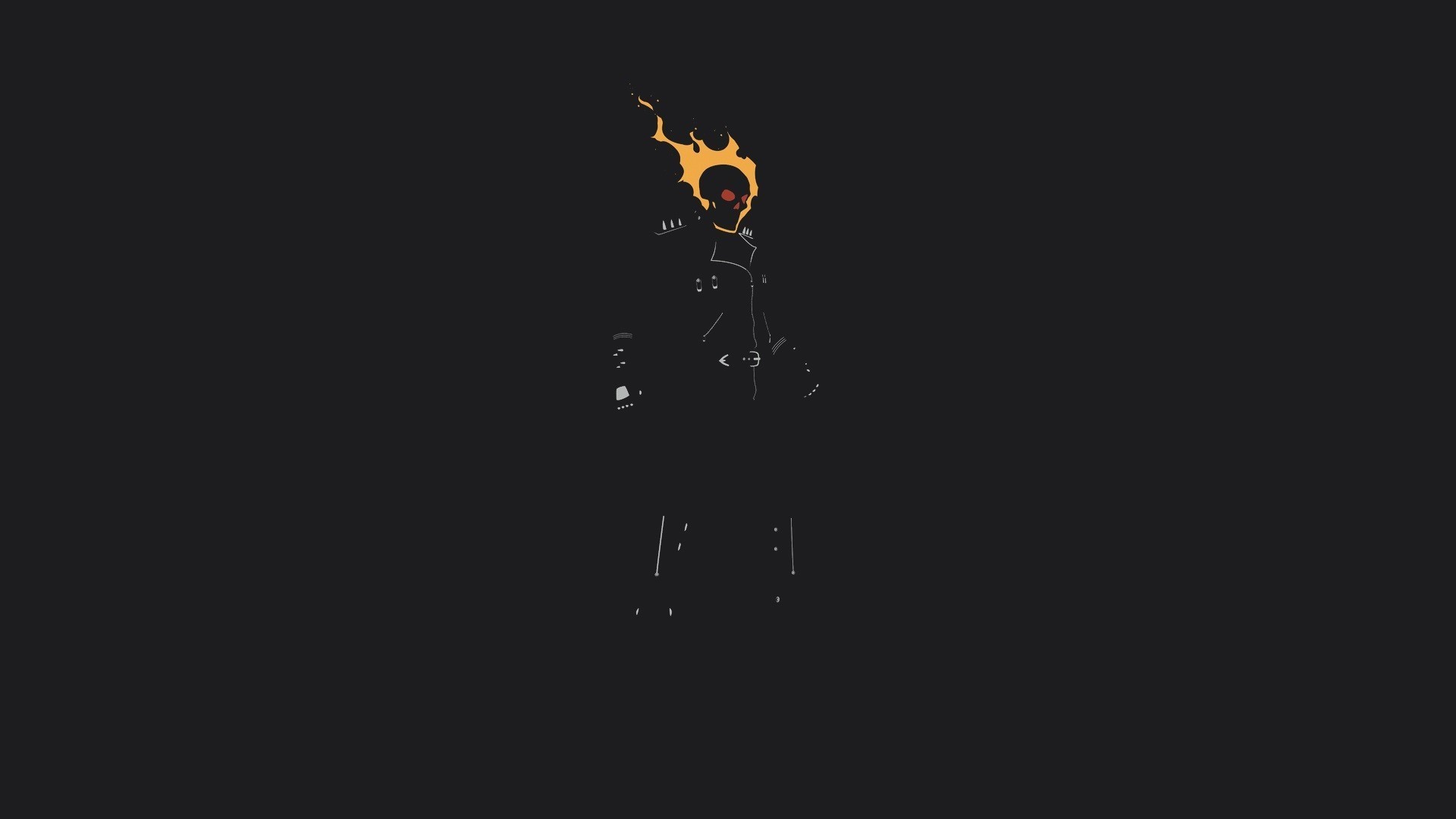 Ghost Rider, Marvel, Teschio infuocato, Sfondo scuro, Full HD, wallpaper per portatile