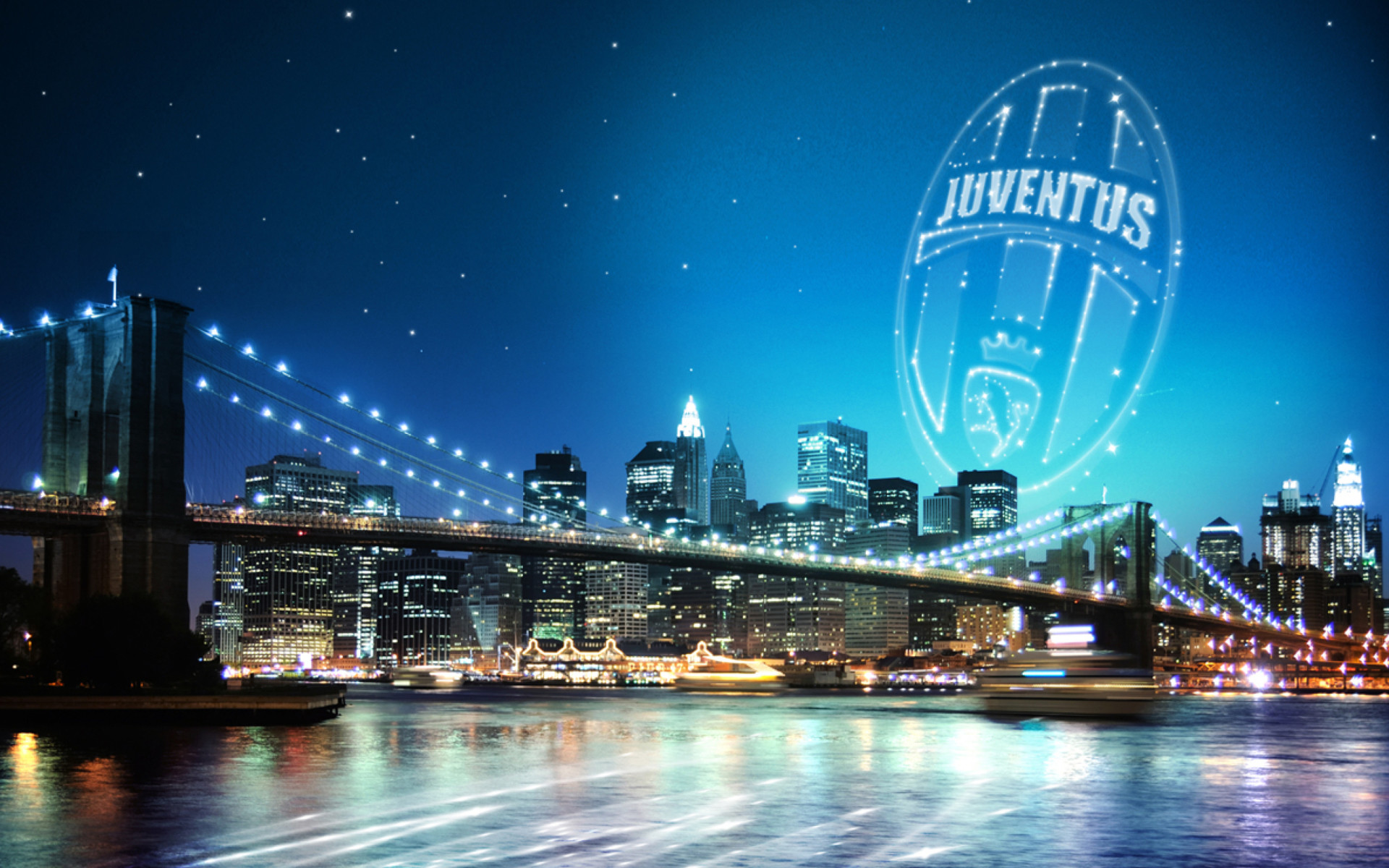 Stemma della Juventus, Juventus, Ponte di Brooklyn, New York, Notte, sfondo Windows 11