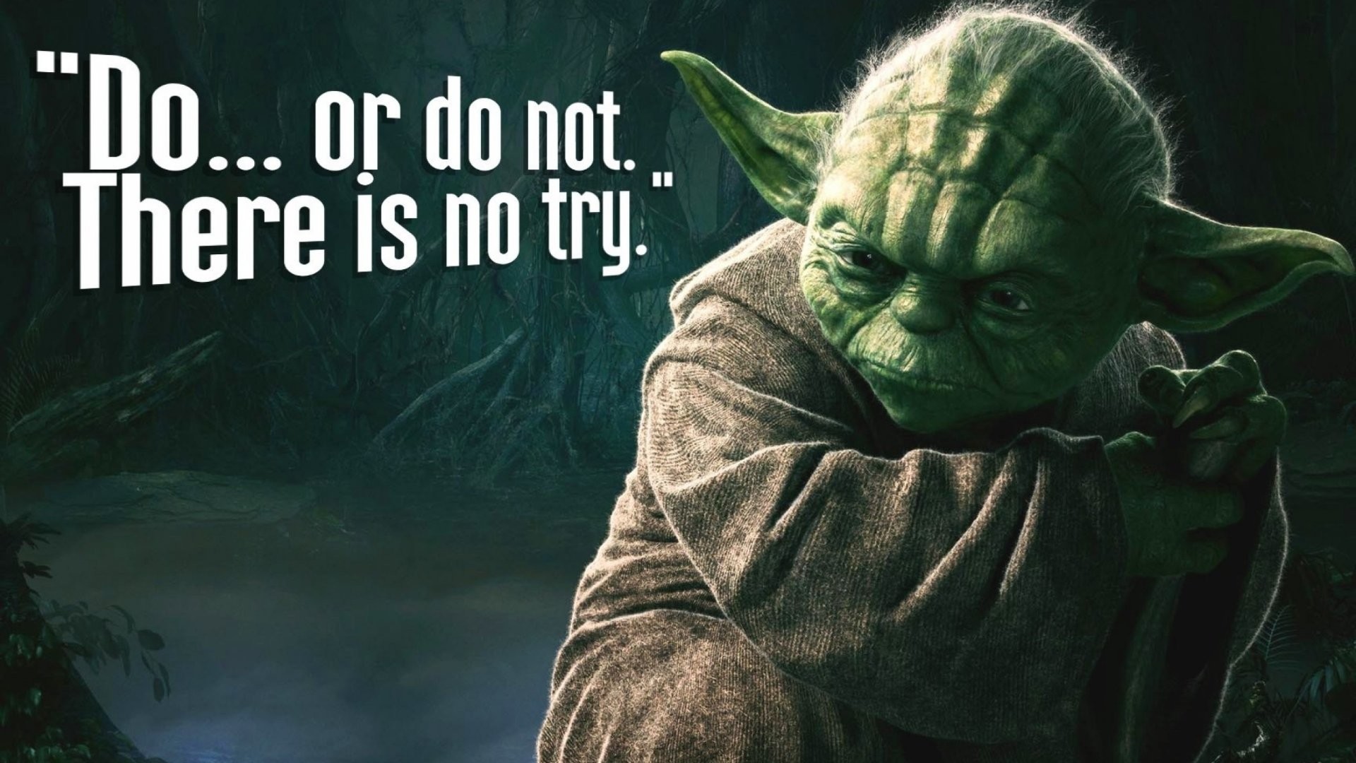 Yoda, Star Wars, Do or do not there is no try, Citazione, Palude, sfondo Full HD per portatile