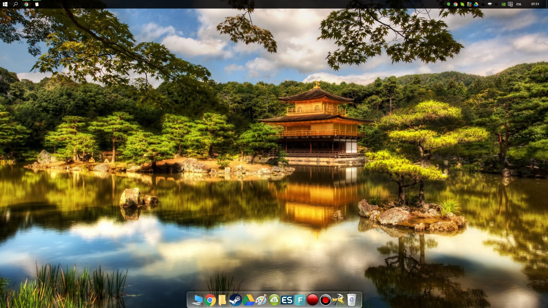 Kinkaku-ji, Padiglione d'Oro, Kyoto, Giappone, Laghetto, Riflesso, HDR, immagine di sfondo Windows 10