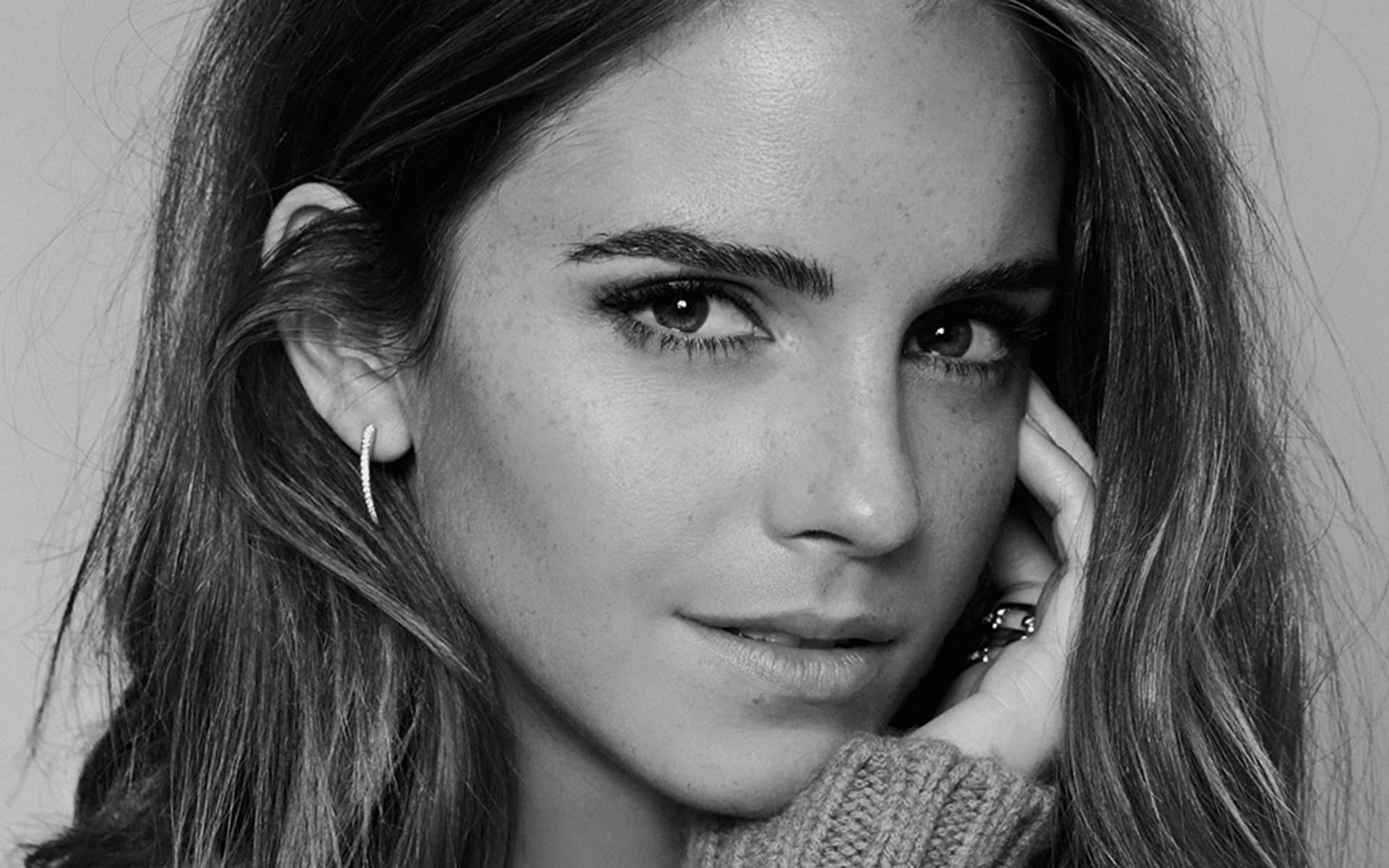 Emma Watson, Bianco e nero, Primo piano, 1920x1200, wallpaper desktop
