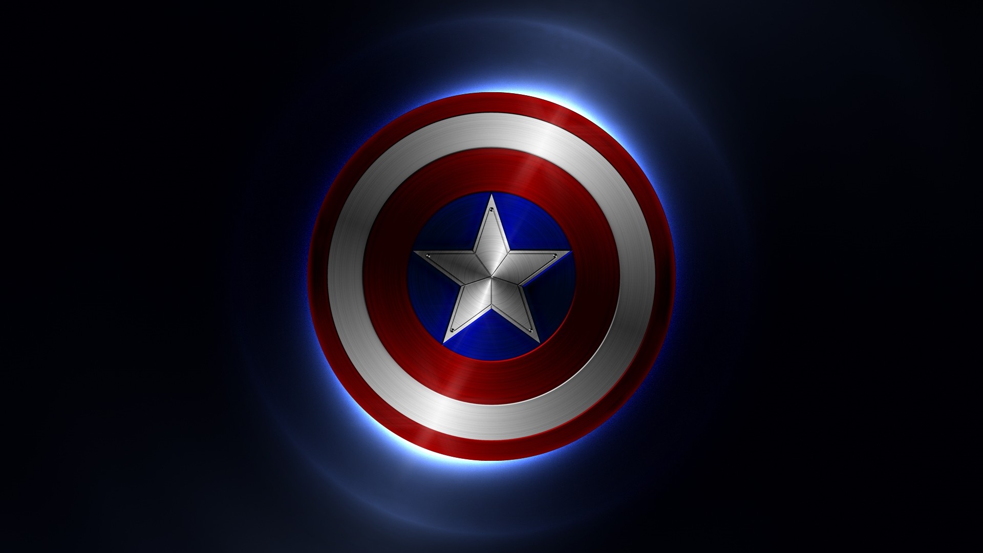 Scudo di Capitan America, Capitan America, Bagliore blu, 1920x1080, sfondo per PC