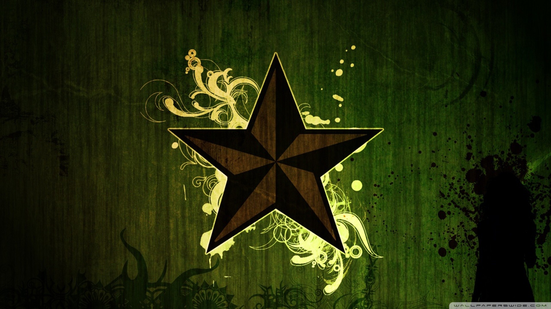 Stella nautica, Arabeschi, Verde, 1920x1080, immagine di sfondo