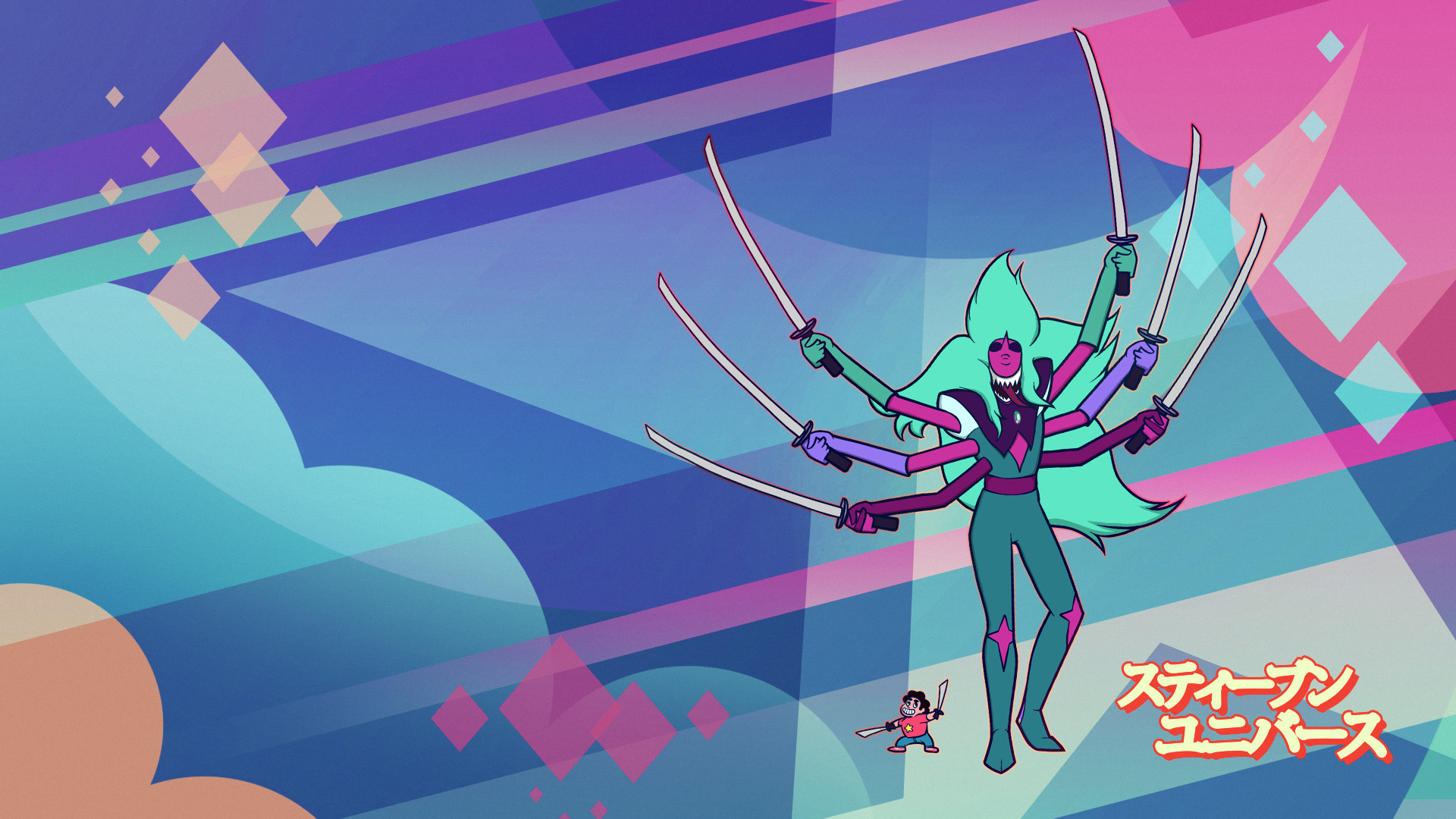 Alexandrite, Steven Universe, Fusione, Spade, Stile giapponese, 1920x1080, immagine di sfondo