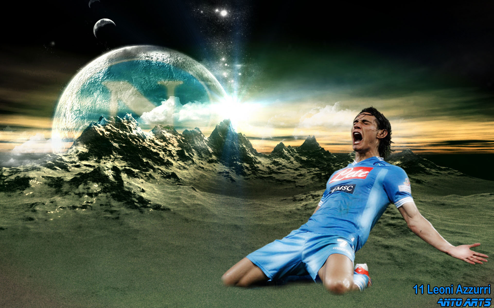 Edinson Cavani, SSC Napoli, Esultanza, Arte digitale, 1920x1200, sfondo MacBook Pro