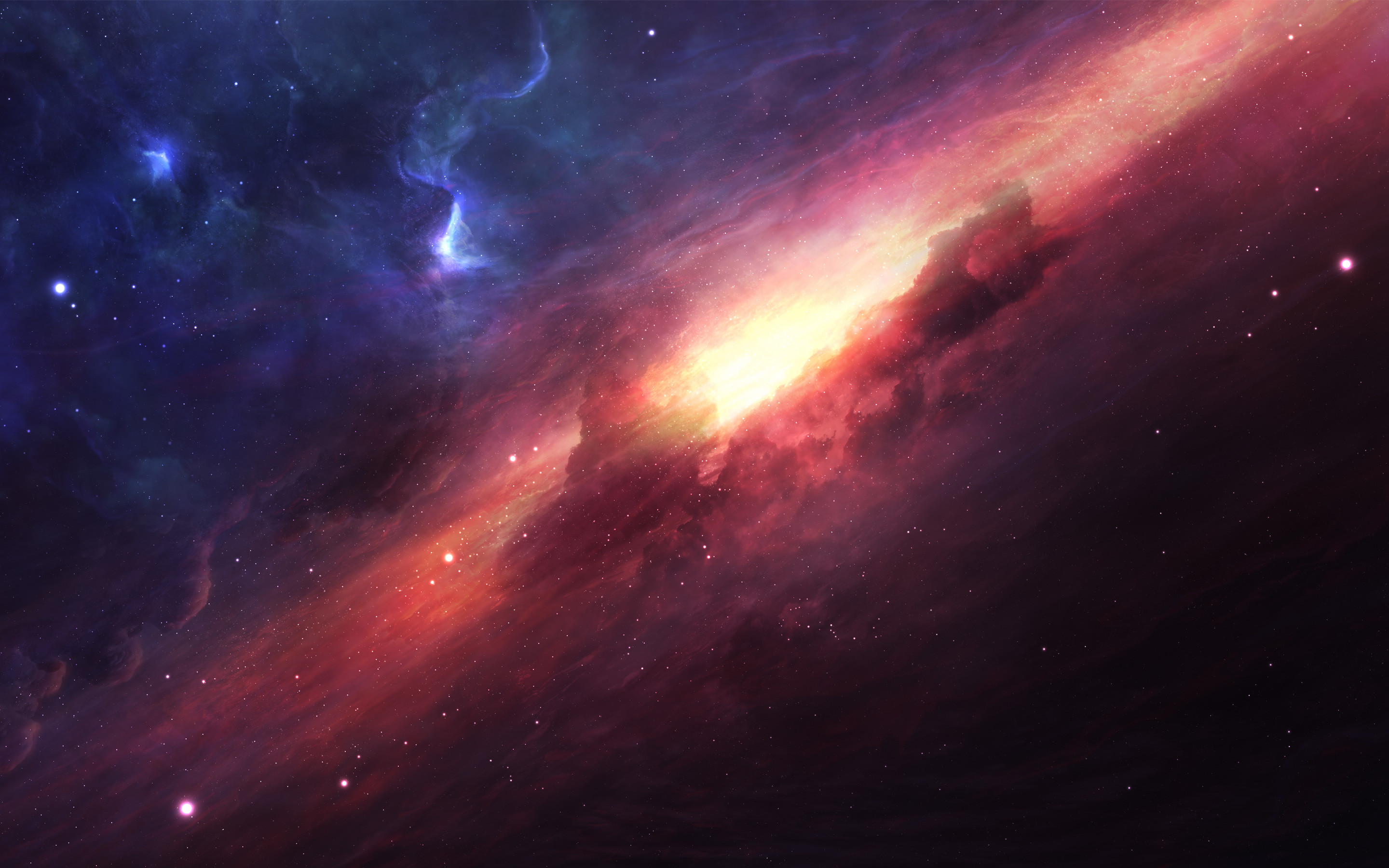 Nebulosa, Spazio, Rosso, Viola, 2K, sfondo per portatile