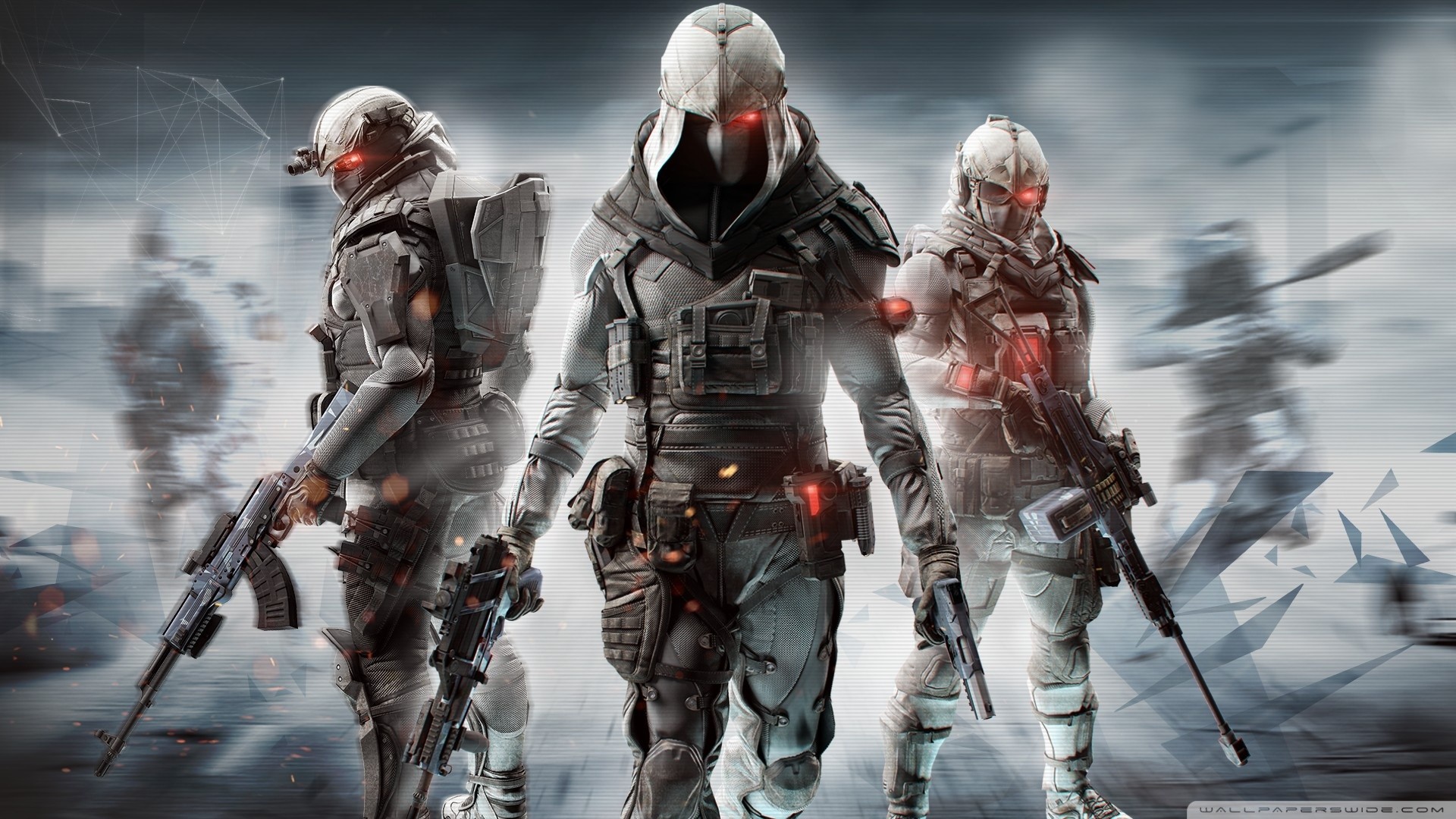 Assassin's Creed, Assassini moderni, Fucili, Neve, 16:9 Full HD, sfondo widescreen
