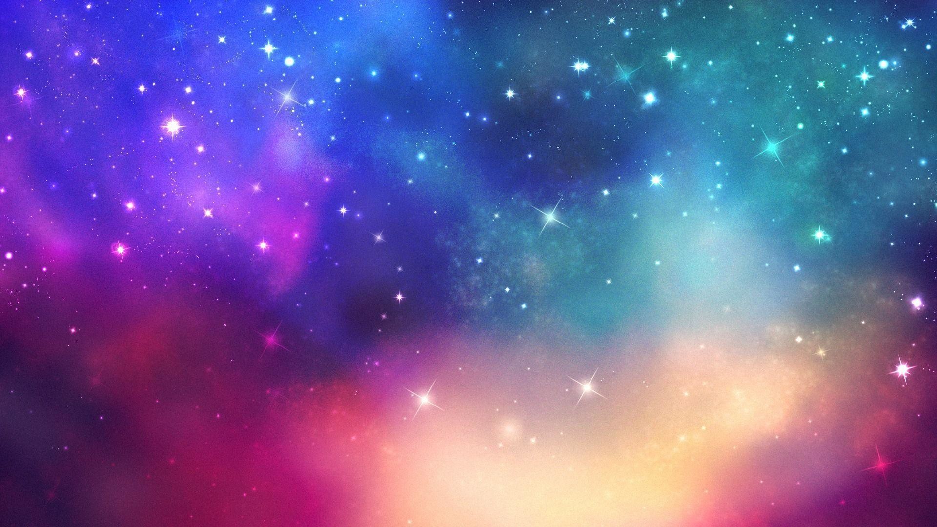 Stelle, Nebulosa, Colori vivaci, Rosa, Arte digitale, 16:9 Full HD, sfondo widescreen