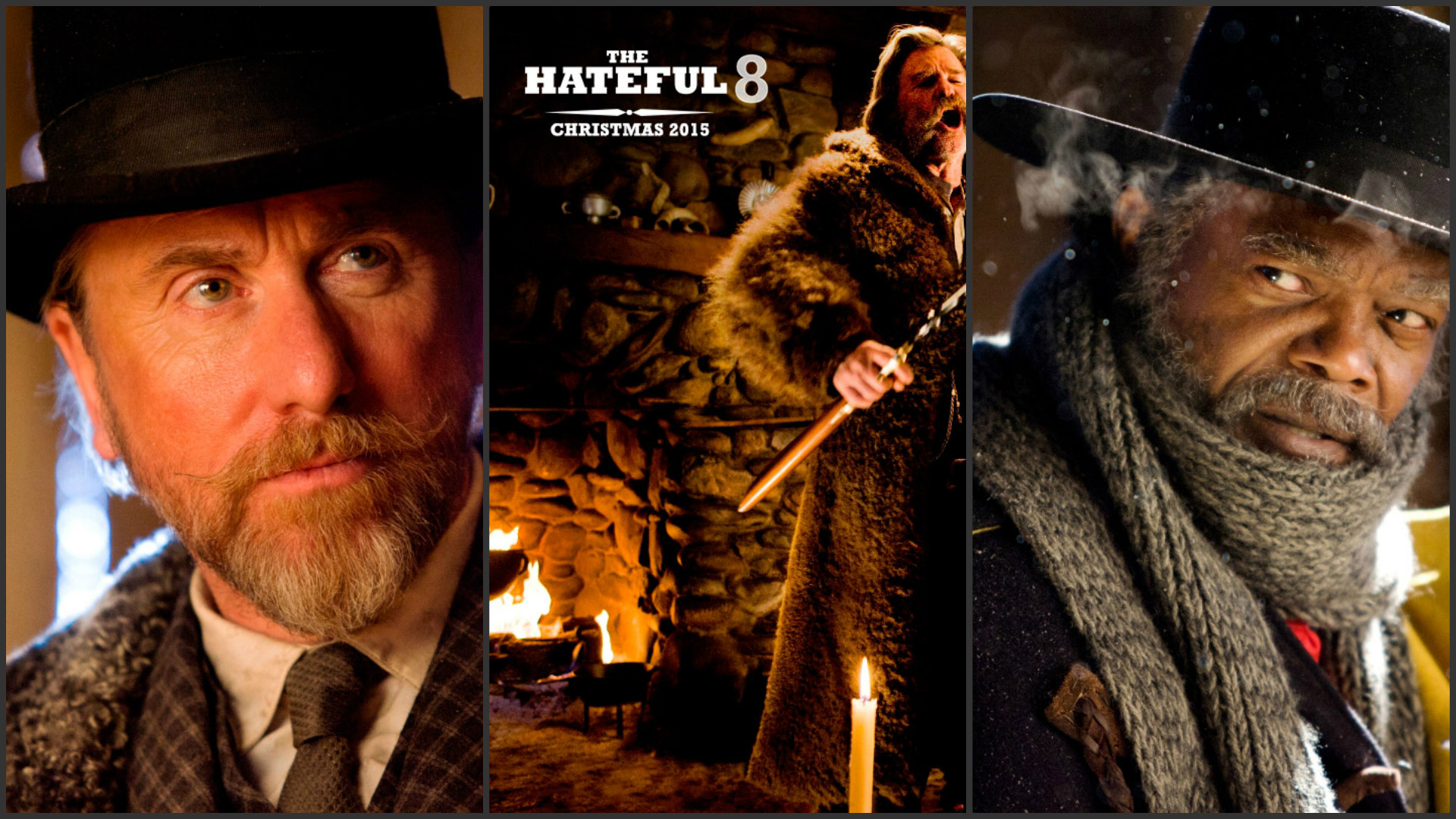 The Hateful Eight, Tim Roth, Kurt Russell, Samuel L. Jackson, Collage, sfondo 1920x1080 per PC