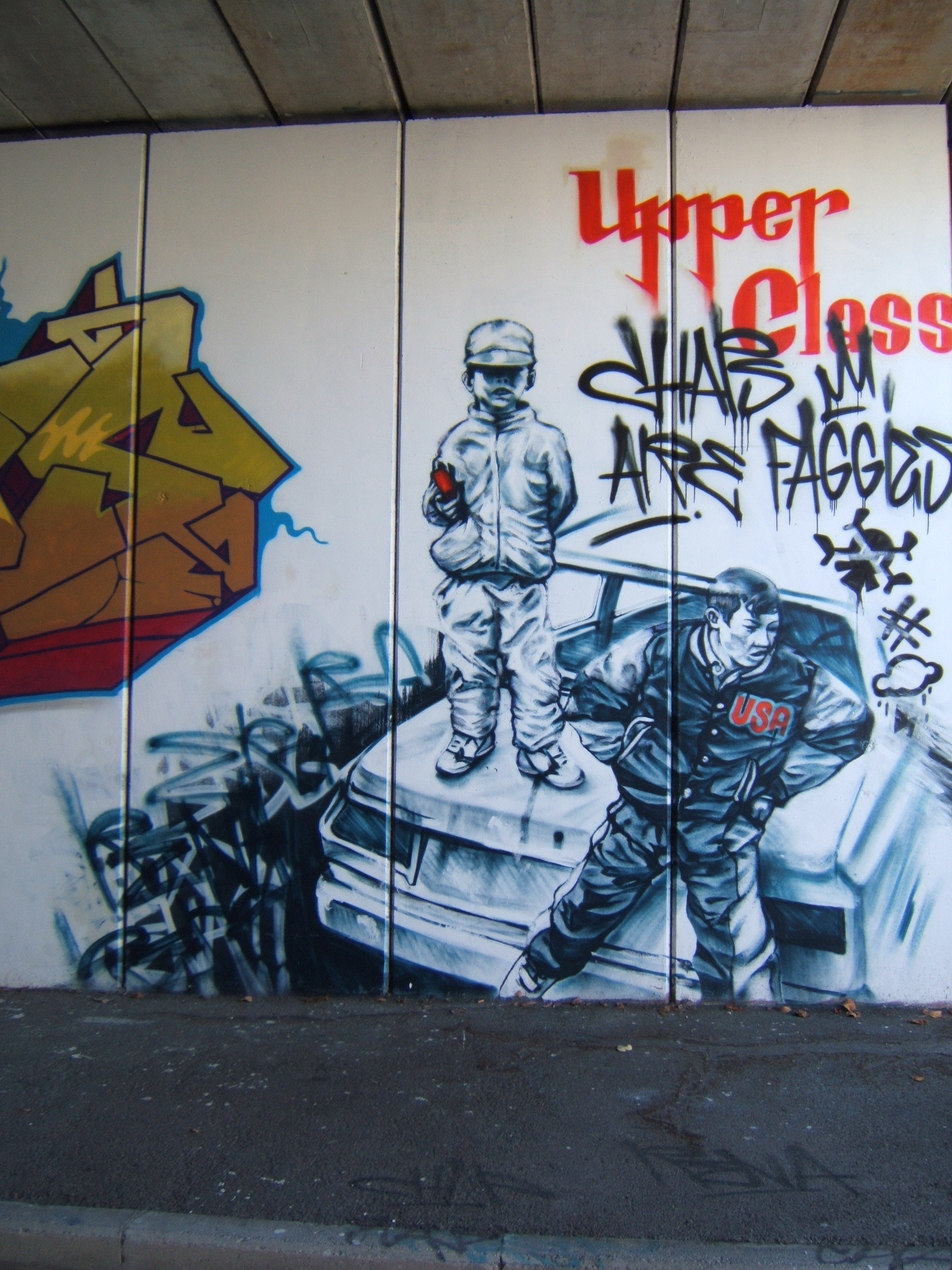 Graffiti, Upper Class, Murale, Bianco e nero, QHD+, sfondo per iPad e tablet