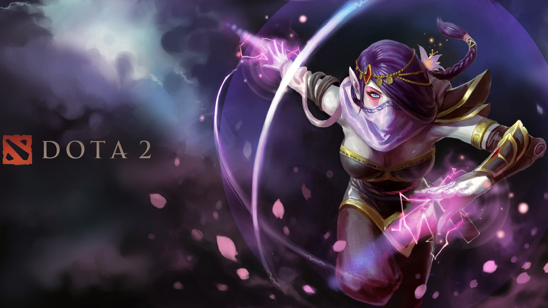 Templar Assassin, Dota 2, Logo, Petali, Viola, Full HD, wallpaper per portatile