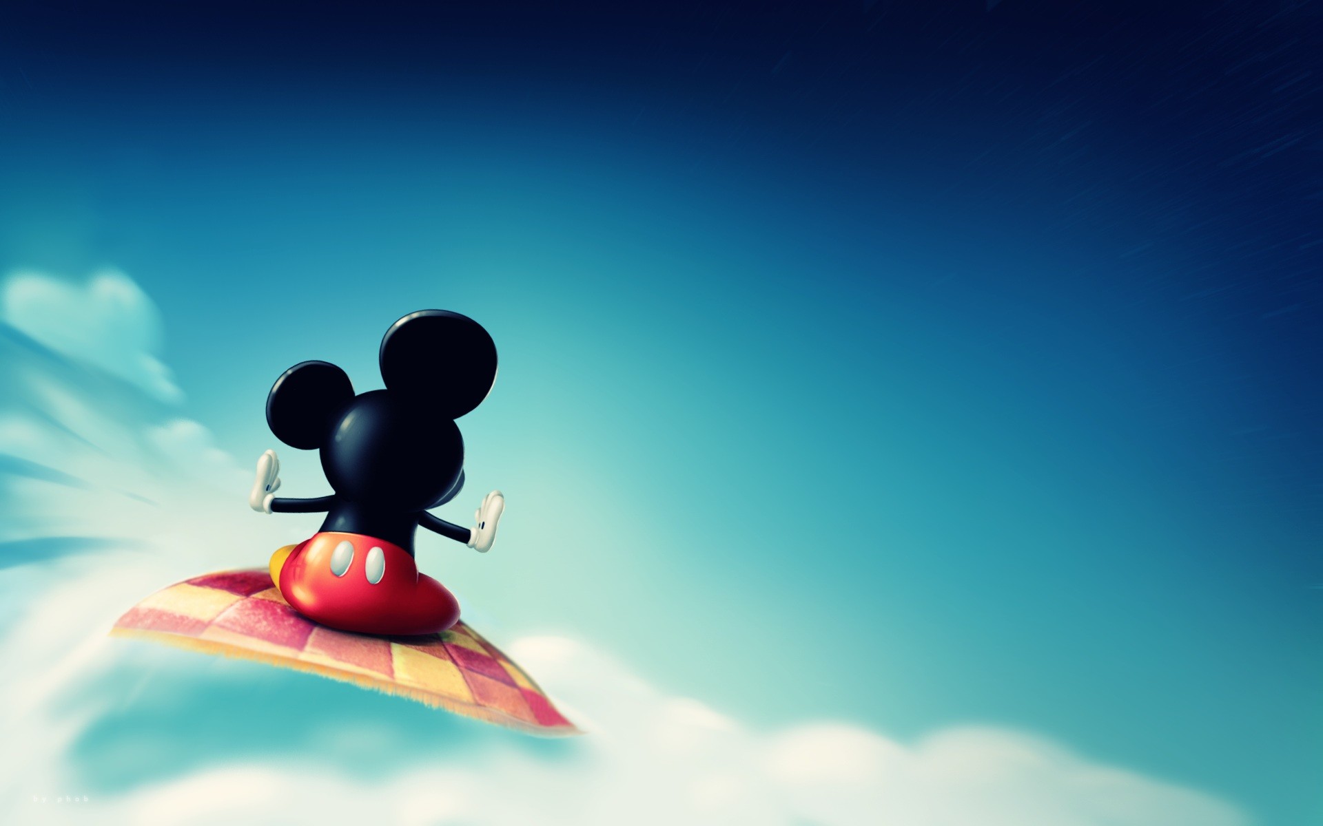 Topolino, Tappeto volante, Cielo, Nuvole, 1920x1200, immagine di sfondo