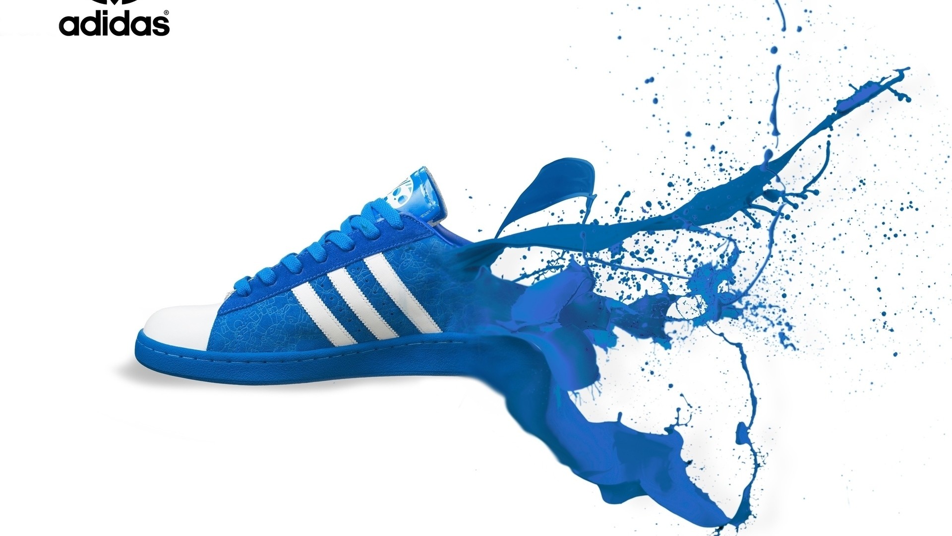 Adidas Superstar, Sneakers, Schizzi blu, 1920x1080, immagine di sfondo
