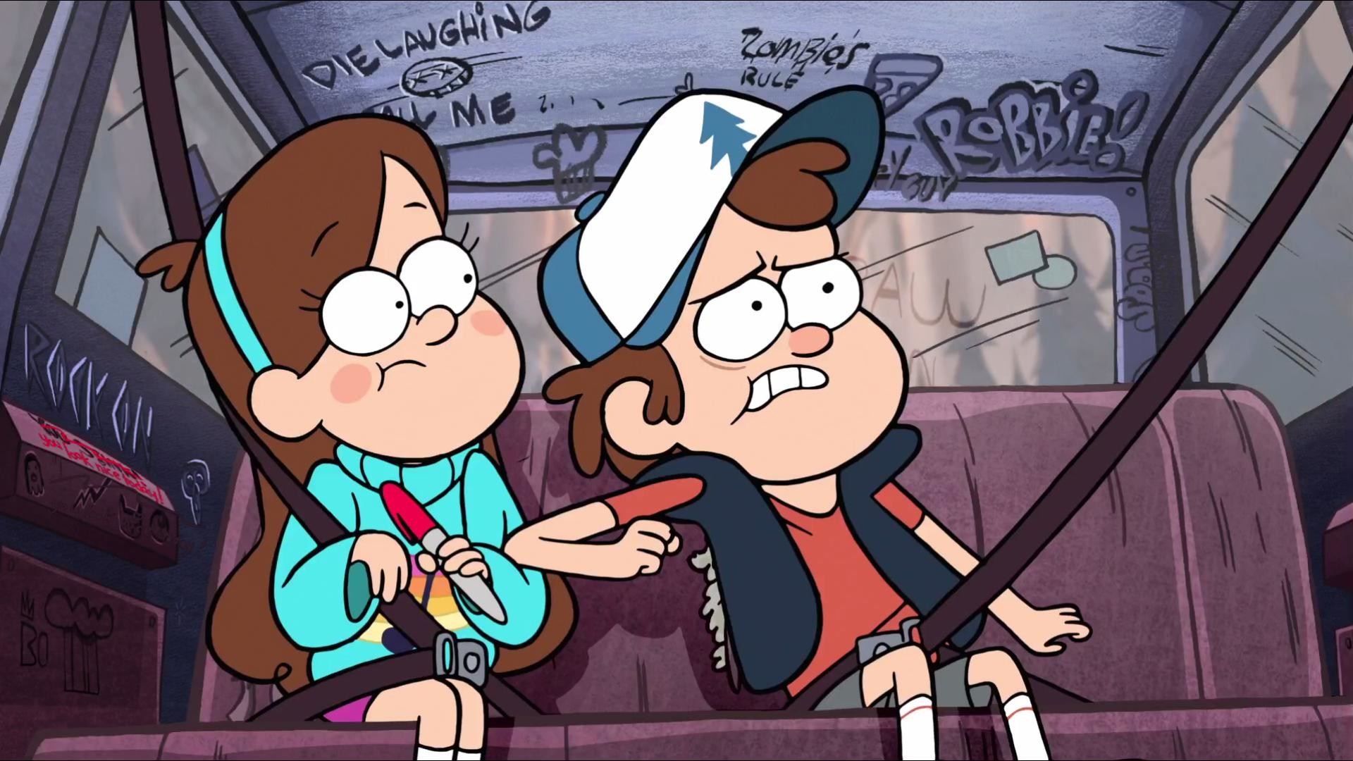 Dipper Pines, Mabel Pines, Gravity Falls, Auto, Cartone animato, sfondo desktop 1920x1080