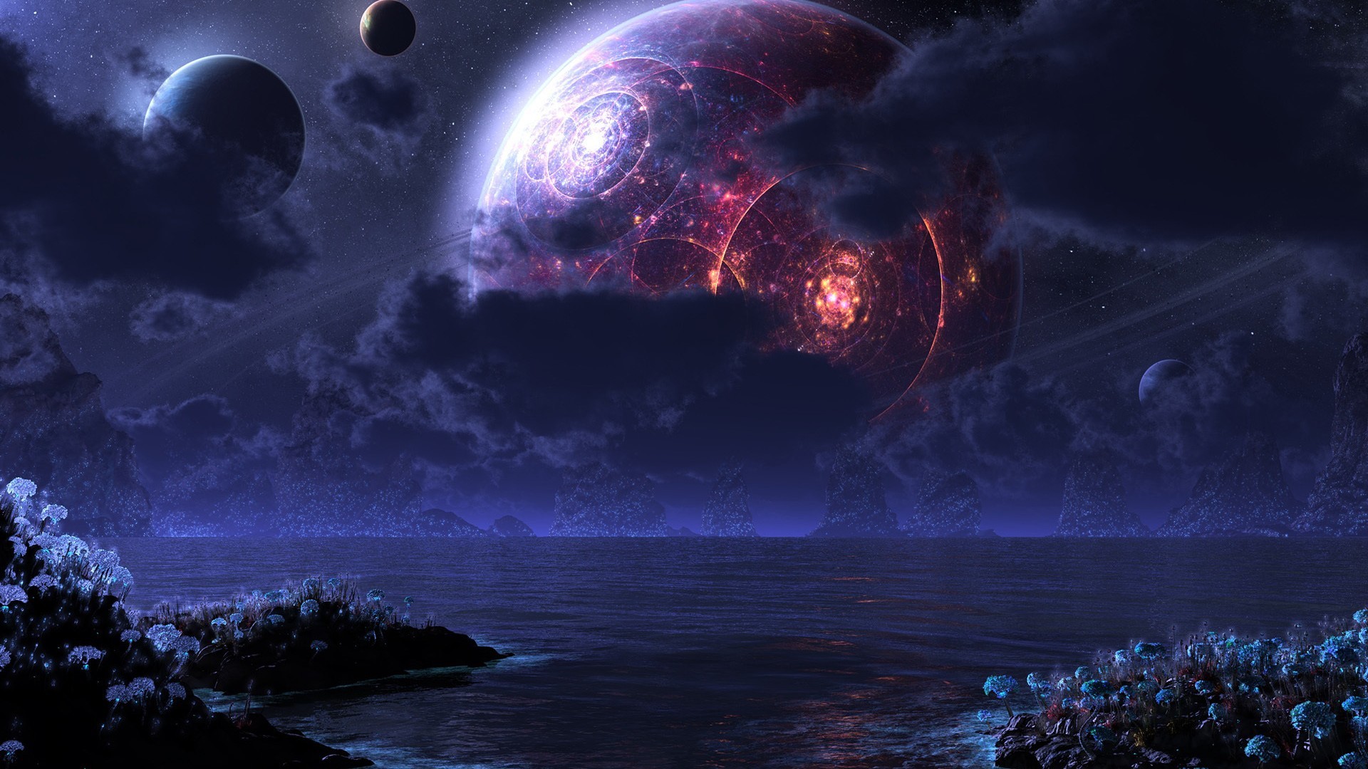Pianeti, Spazio, Fantascienza, Notte, 1920x1080, sfondo per PC