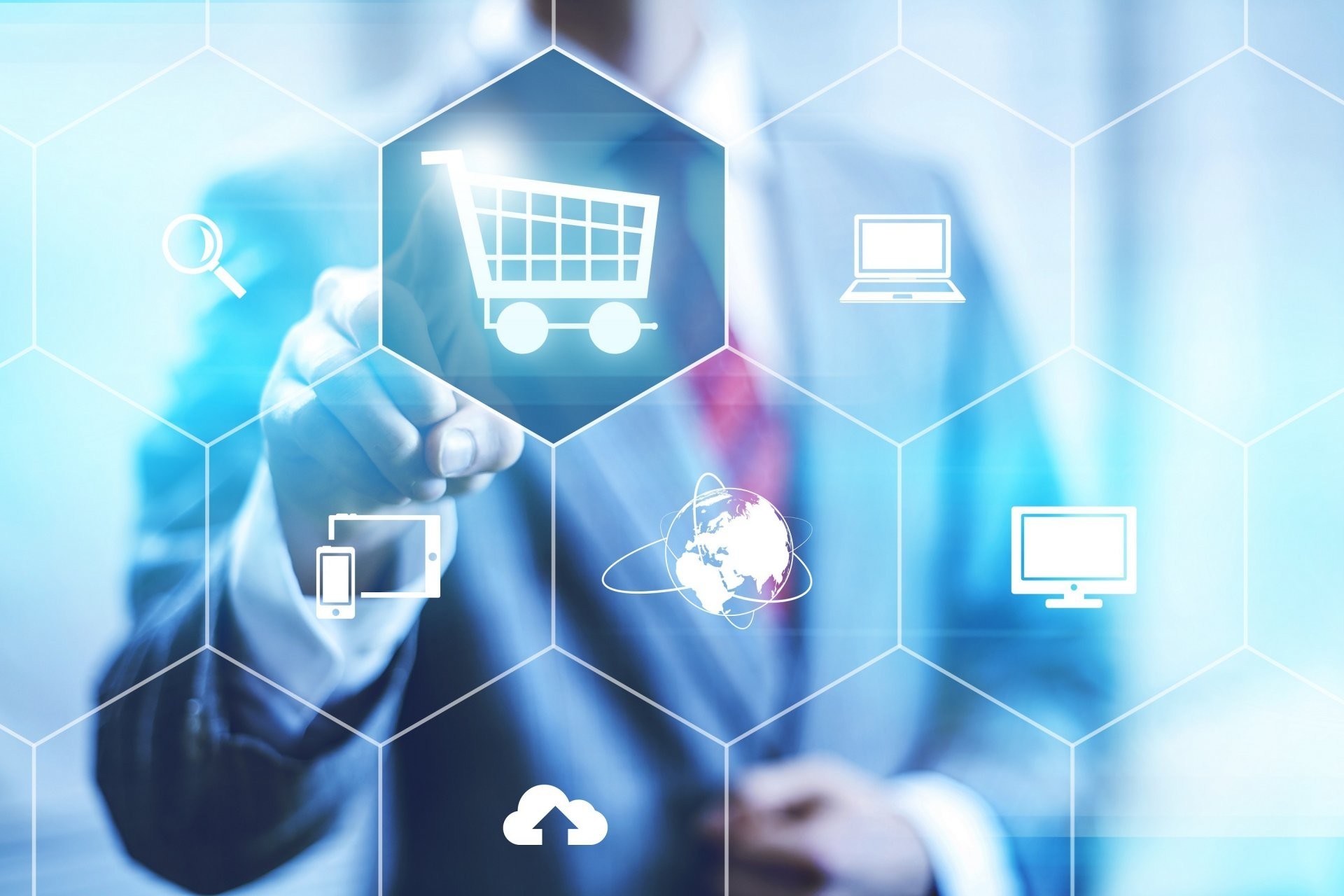 E-commerce, Icone, Carrello, Tecnologia, Blu, Full HD, sfondo per portatile