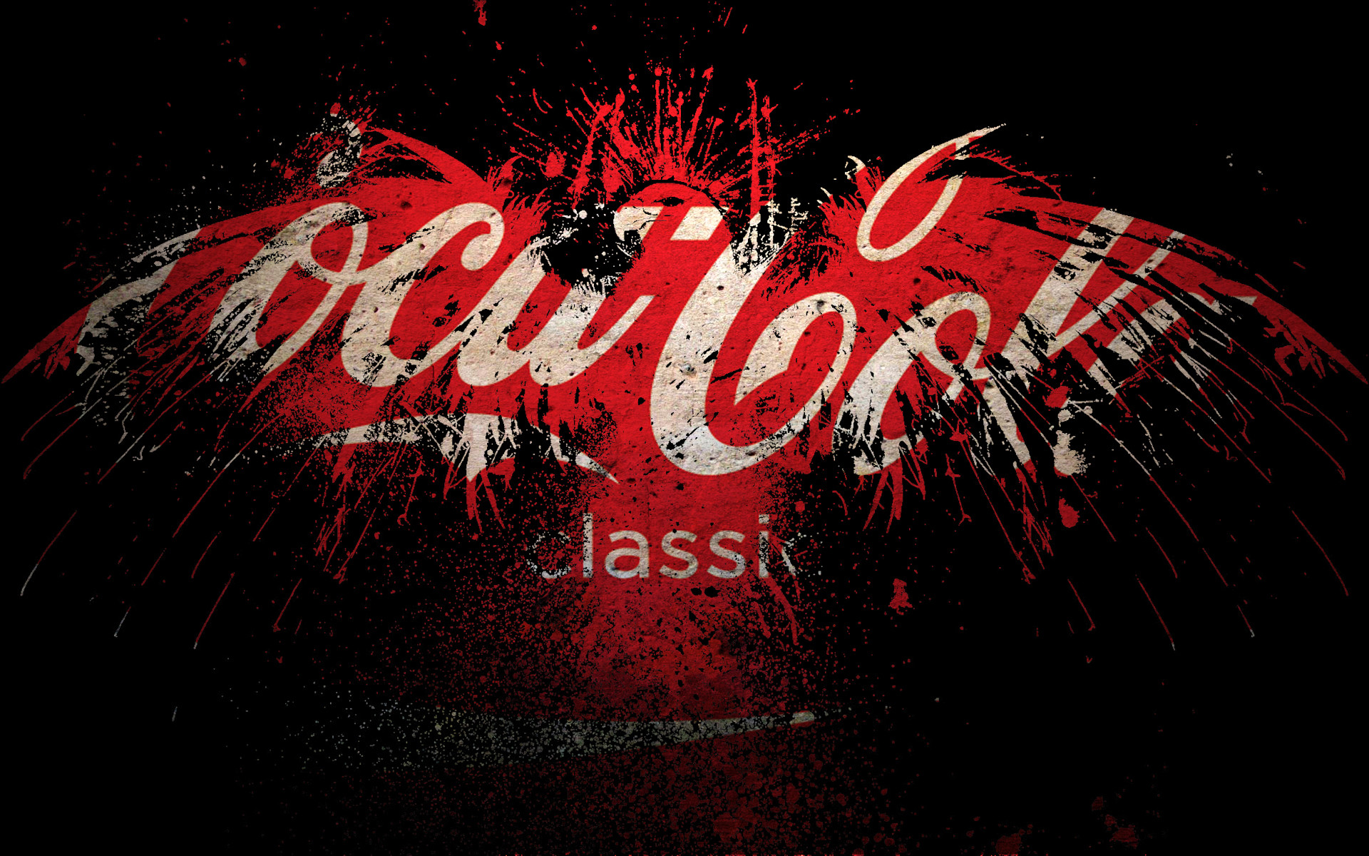 Coca-Cola Classic, Coca-Cola, Logo, Schizzi, Sfondo nero, 16:10 Full HD, wallpaper widescreen