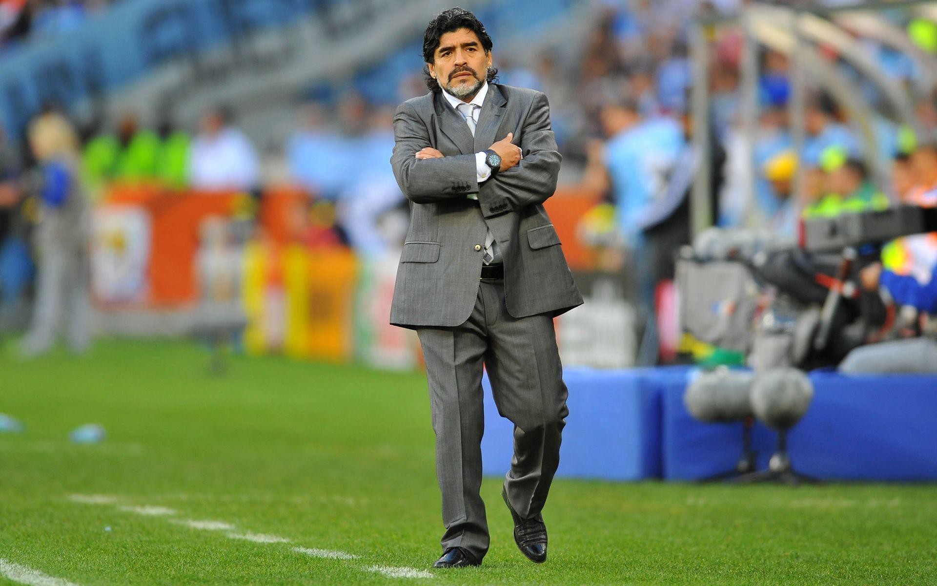 Diego Armando Maradona, Commissario tecnico, Nazionale argentina, Mondiali 2010, Abito, sfondo Full HD