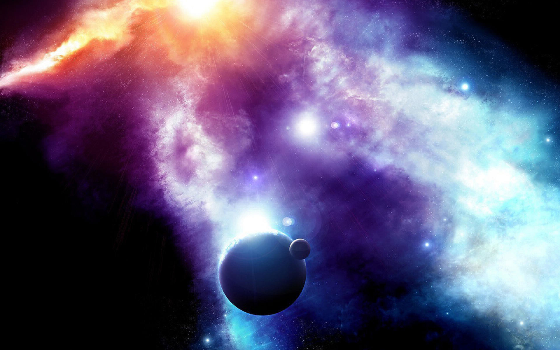 Nebulosa, Pianeta, Luna, 16:10 Full HD, wallpaper widescreen
