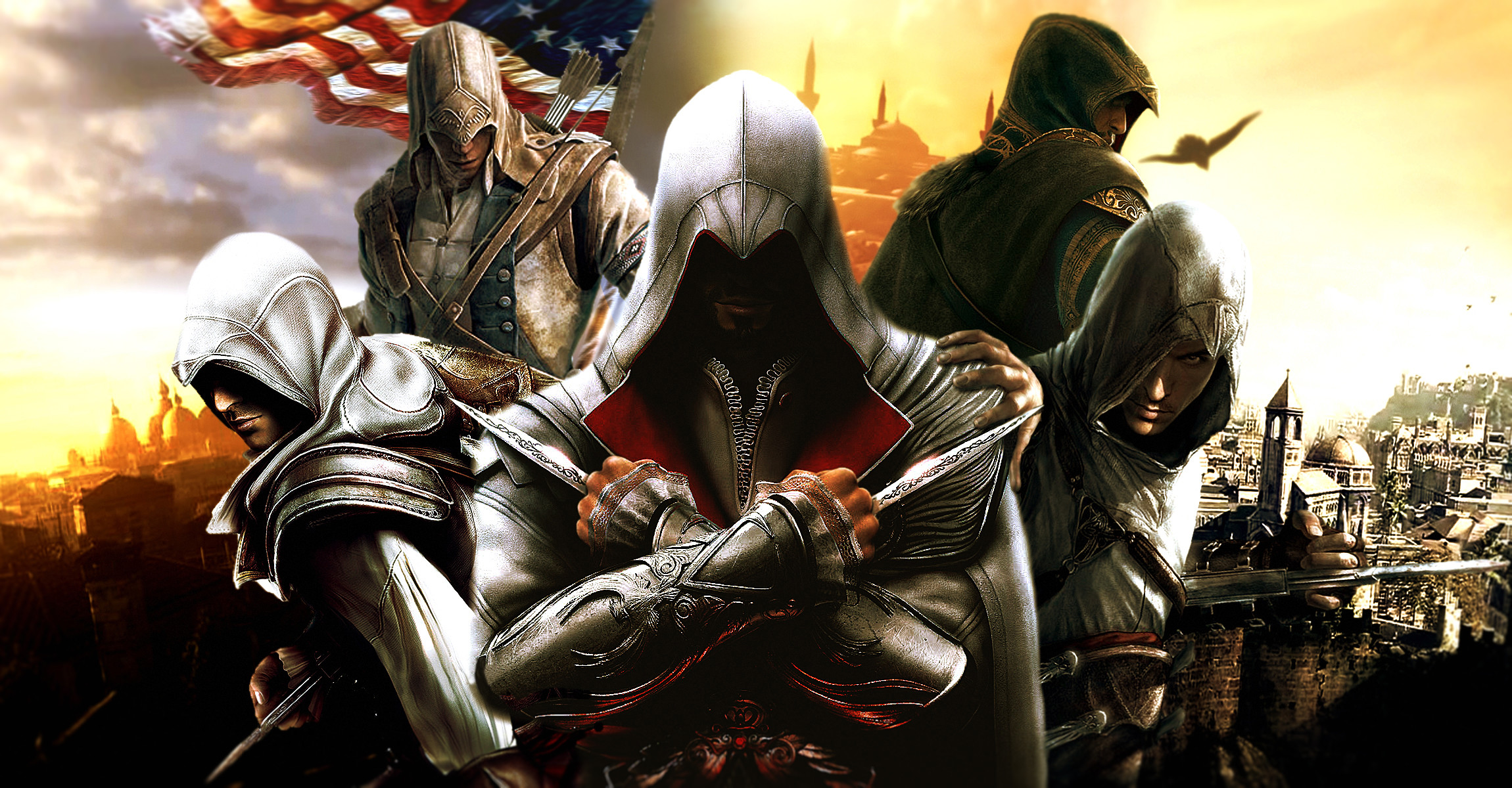Assassin's Creed, Assassini, Connor Kenway, Ezio Auditore da Firenze, sfondo Full HD per PC