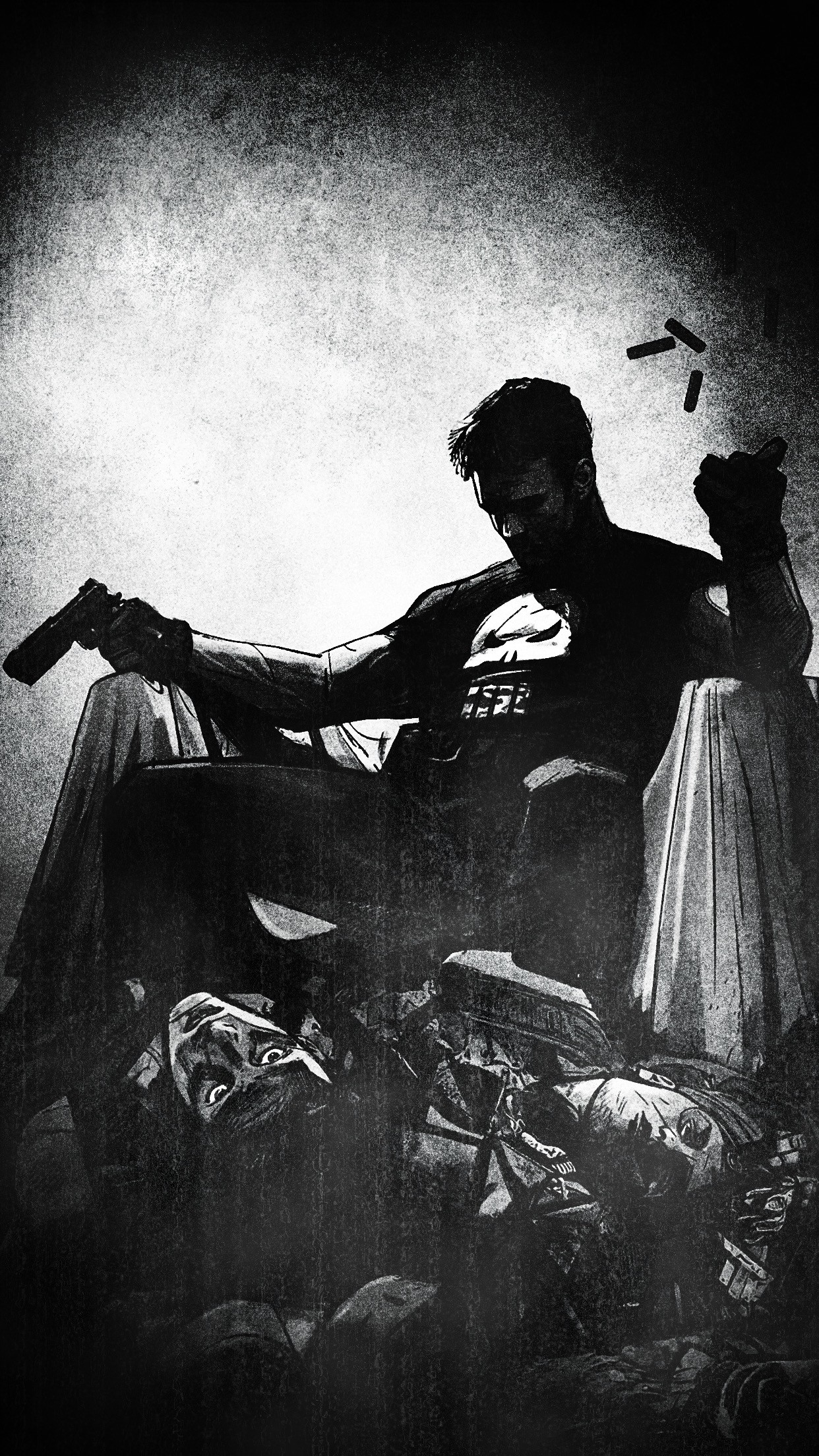 Frank Castle, The Punisher, Fumetto, Bianco e nero, Full HD, sfondo per iPhone e Android