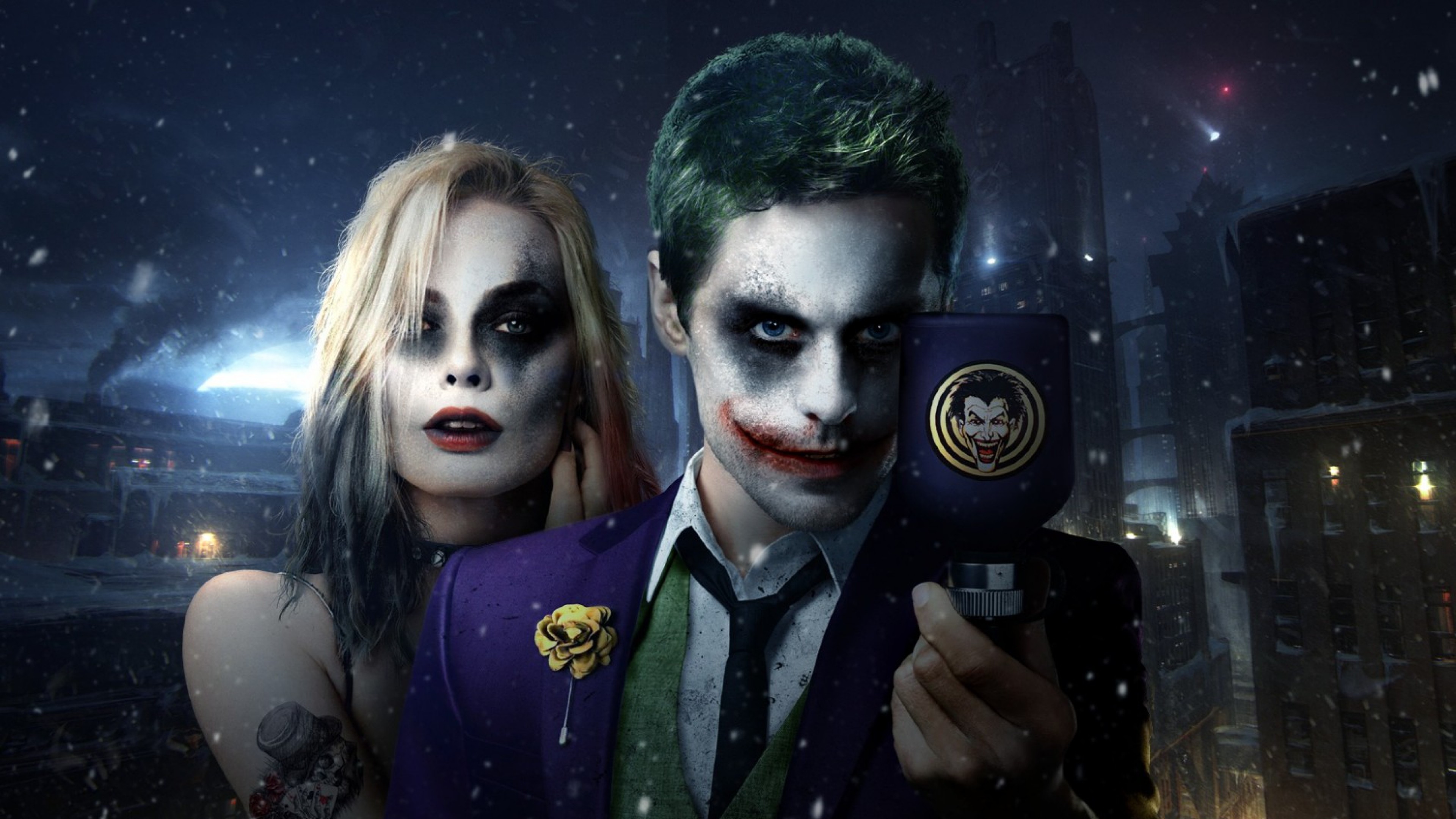 Harley Quinn, Joker, Margot Robbie, Arte digitale, 4K, sfondo per portatile