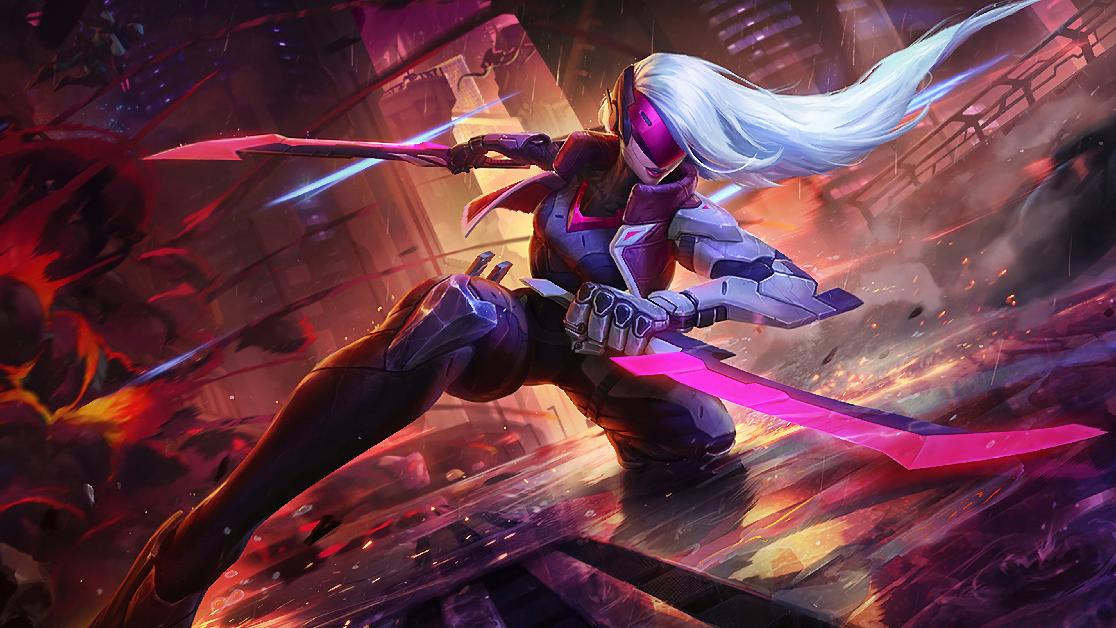Katarina, PROJECT, League of Legends, Lame, Rosa, 4K, sfondo desktop