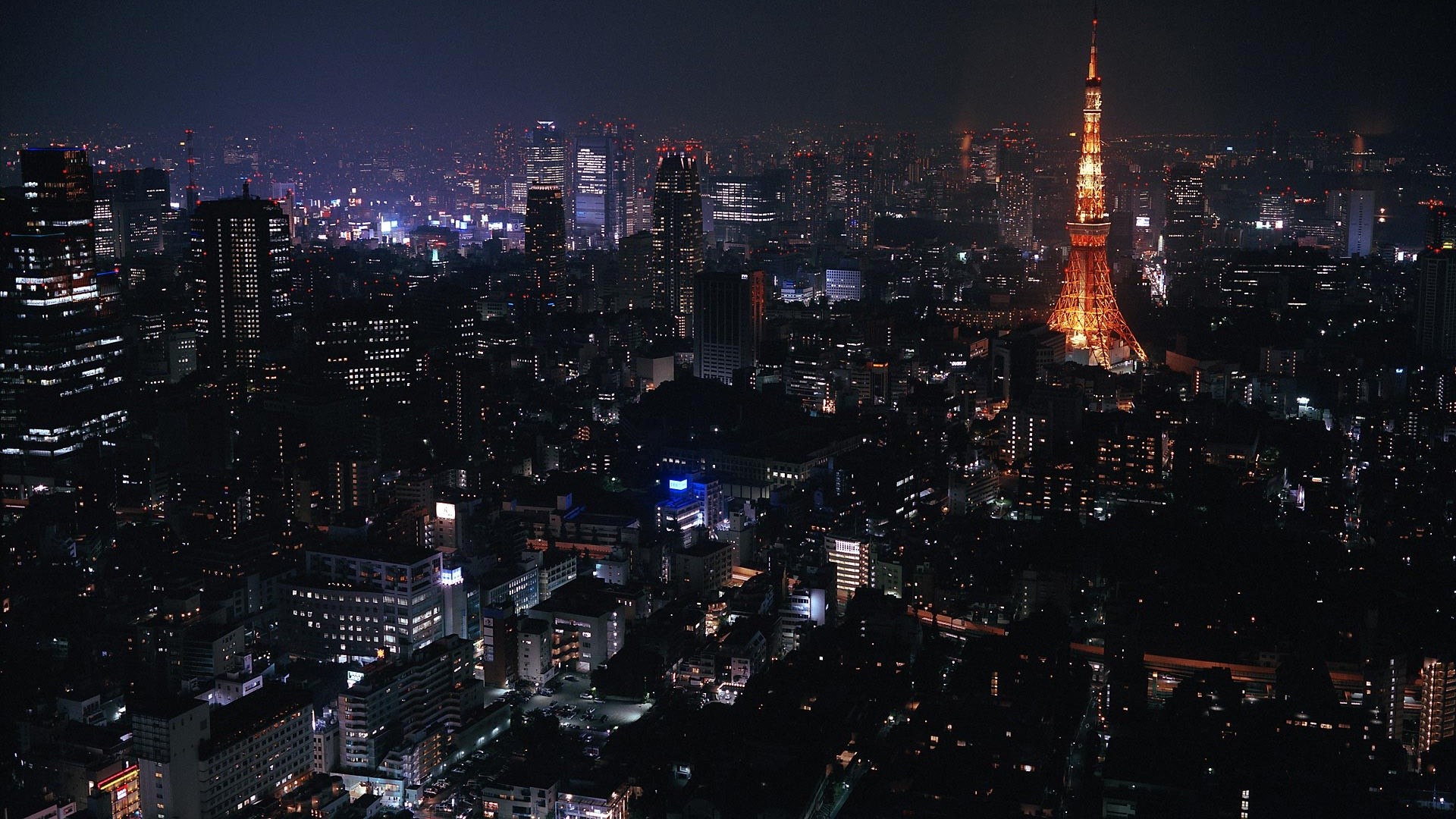 Tokyo Tower, Tokyo, Città notturna, Skyline, sfondo per Mac