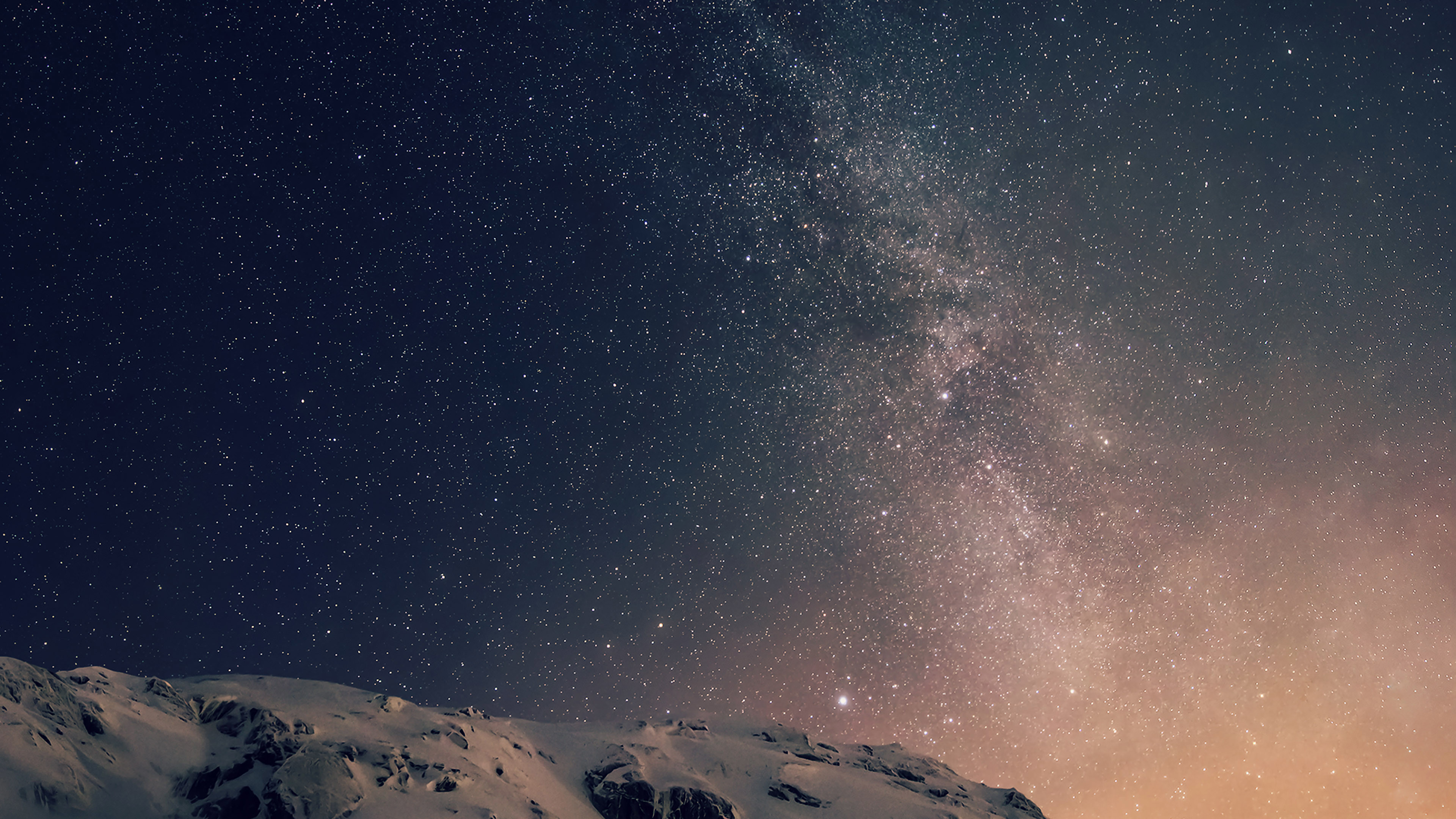Via Lattea, Cielo stellato, Montagne innevate, Notte, sfondo desktop Mac