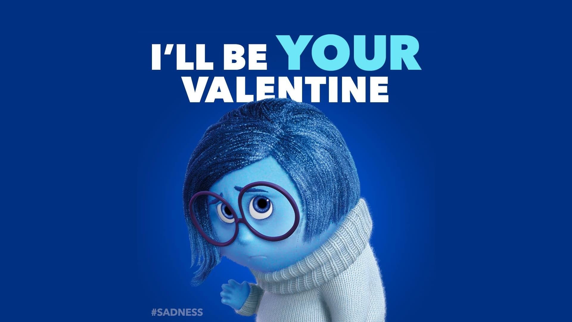 Tristezza, Inside Out, I'll Be Your Valentine, San Valentino, Sfondo blu, wallpaper 1920x1080