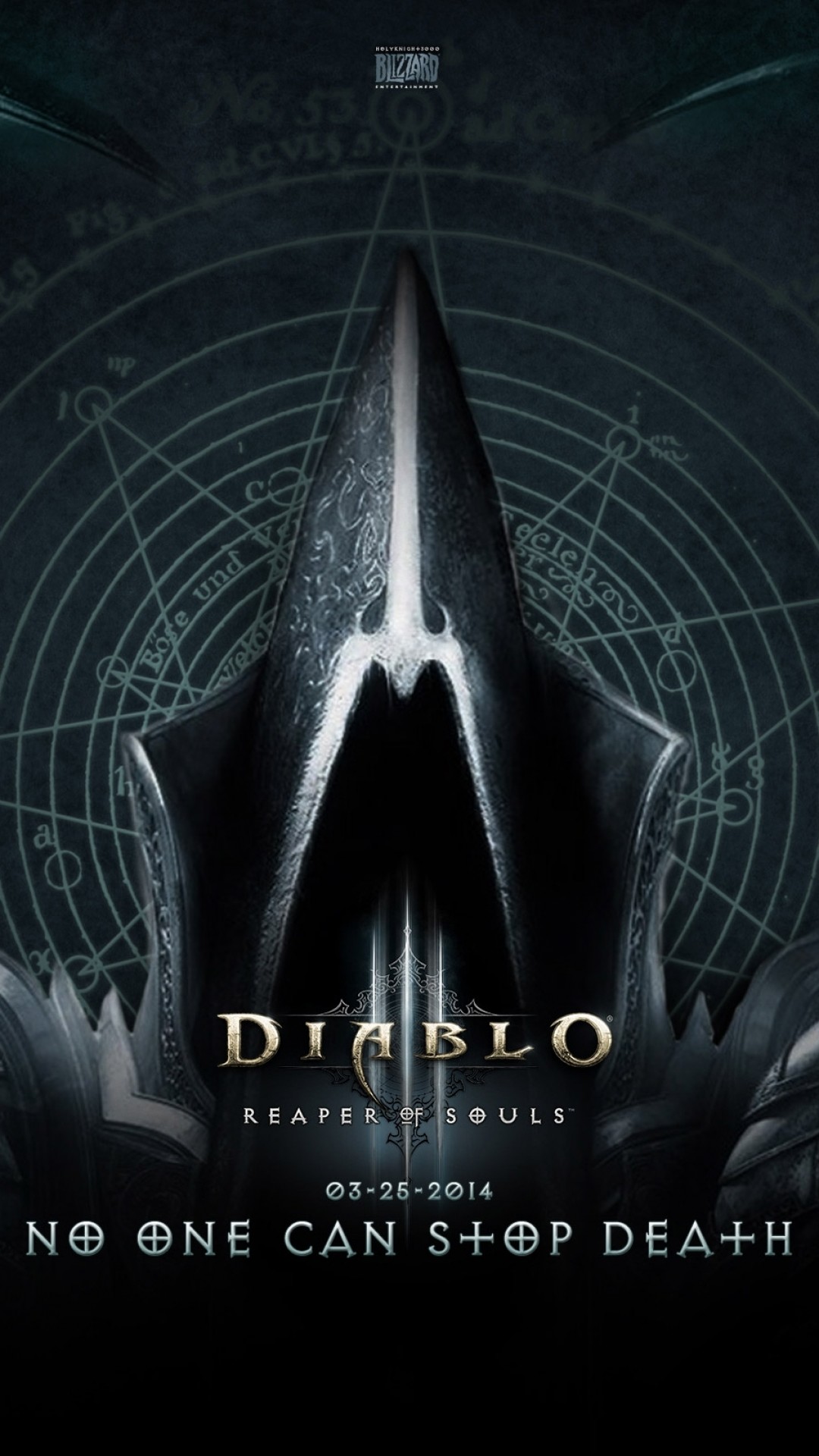Diablo III: Reaper of Souls, No One Can Stop Death, Logo, Sfondo scuro, wallpaper Full HD per smartphone