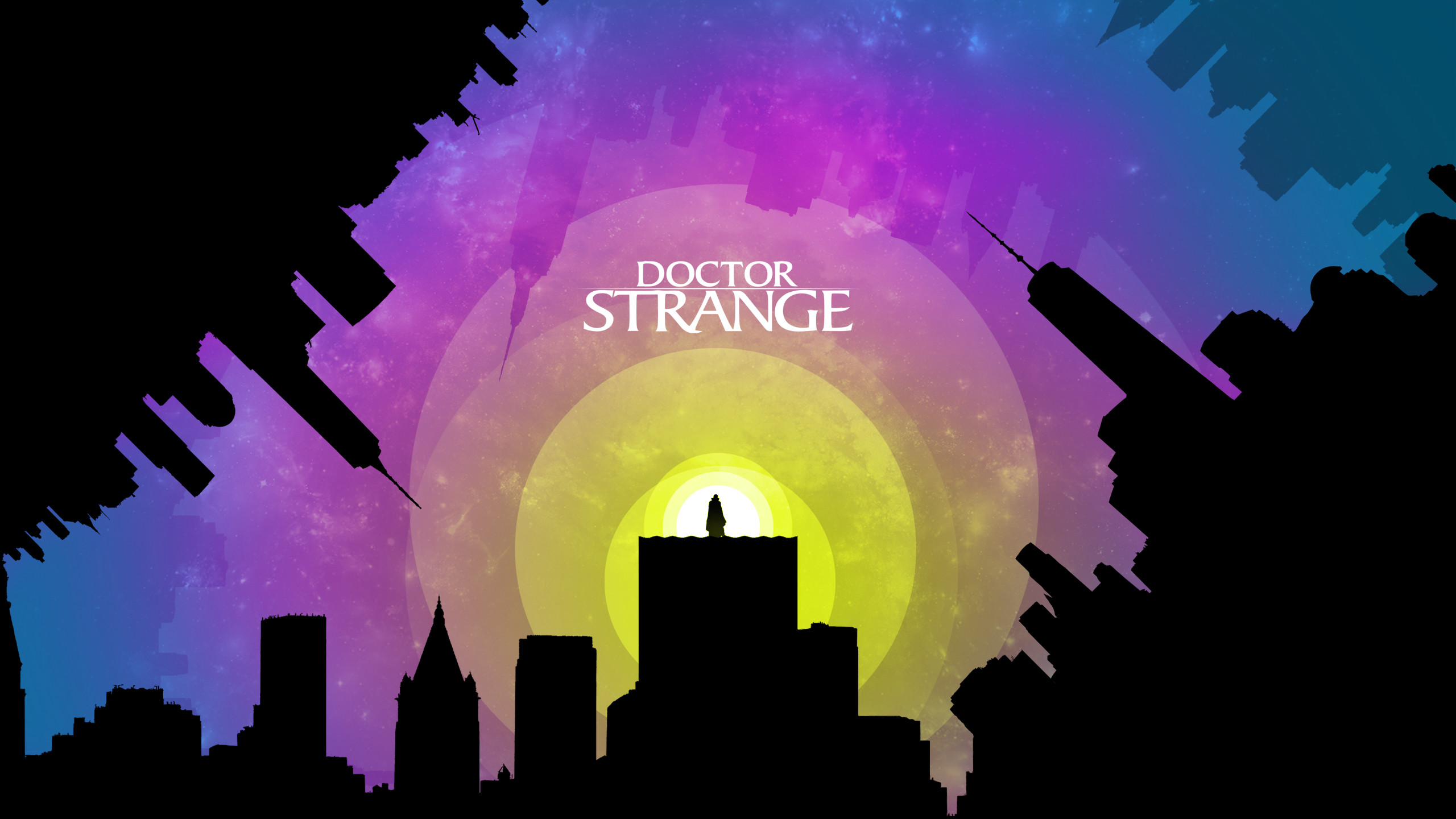 Doctor Strange, Skyline, Silhouette, Arte vettoriale, 2K, sfondo per PC