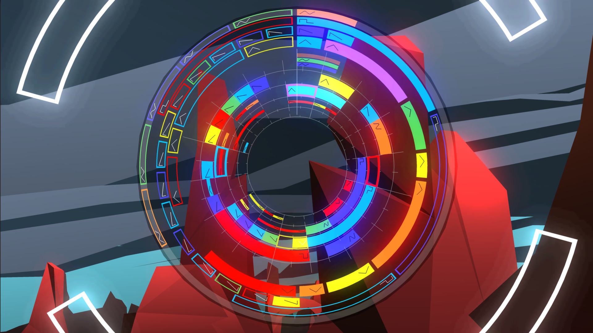 Cerchi colorati, Arte geometrica, Rendering 3D, Full HD, sfondo per portatile