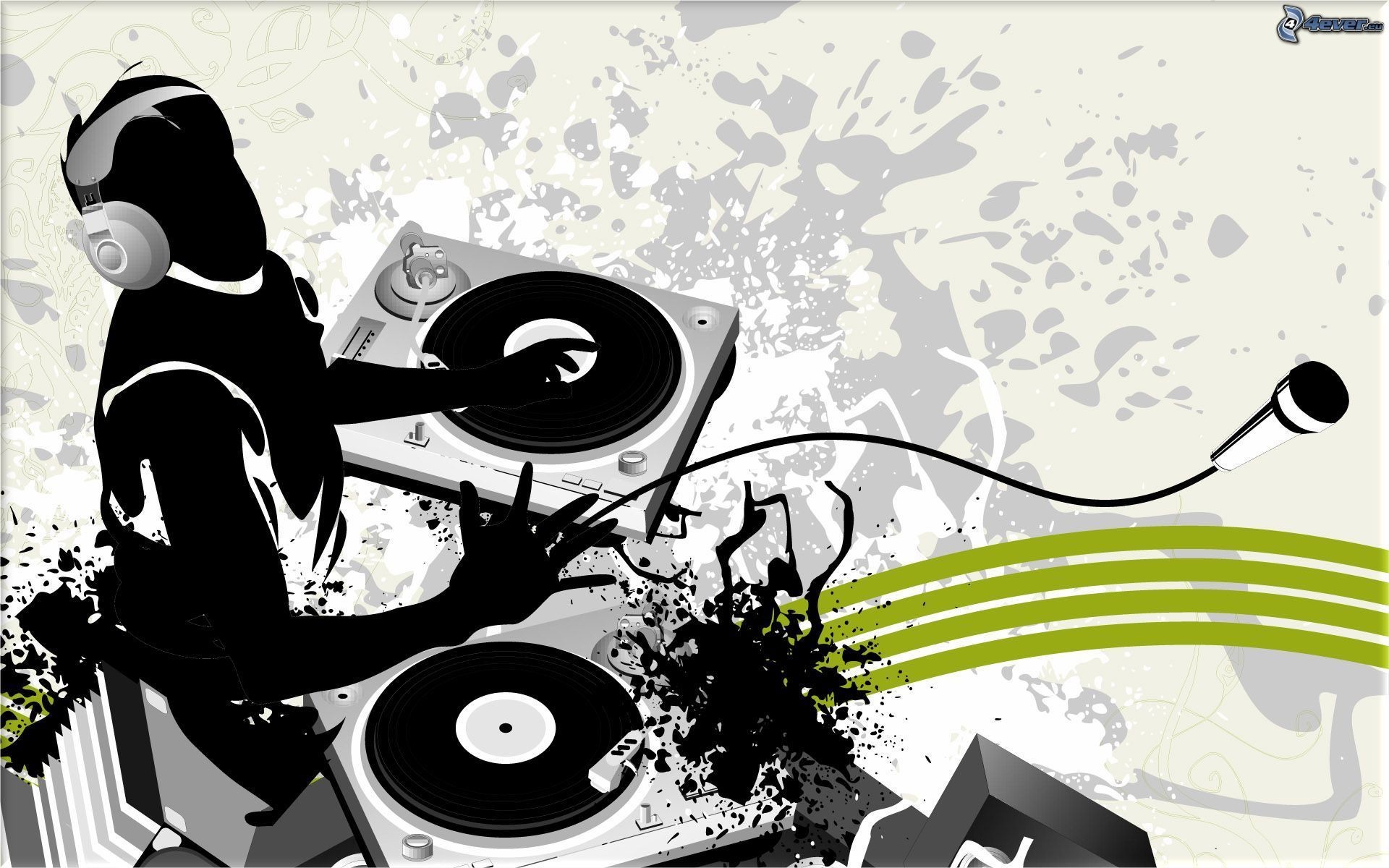 DJ, Giradischi, Illustrazione, Schizzi, 16:10 Full HD, sfondo widescreen