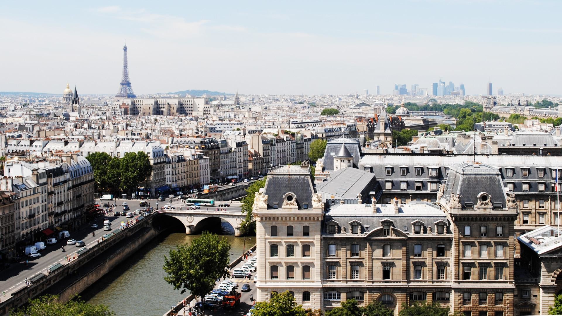 Torre Eiffel, Parigi, Panorama, Île de la Cité, 16:9 Full HD, sfondo widescreen