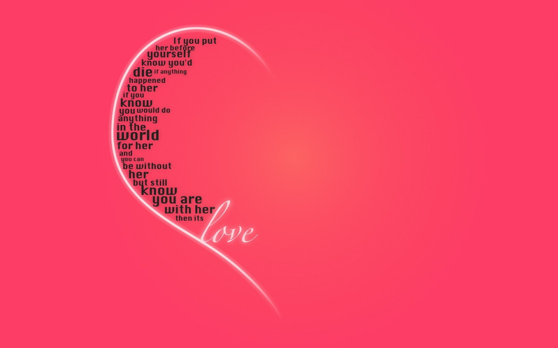 Cuore, Citazione d'amore, Tipografia, Sfondo rosa, Full HD, wallpaper desktop