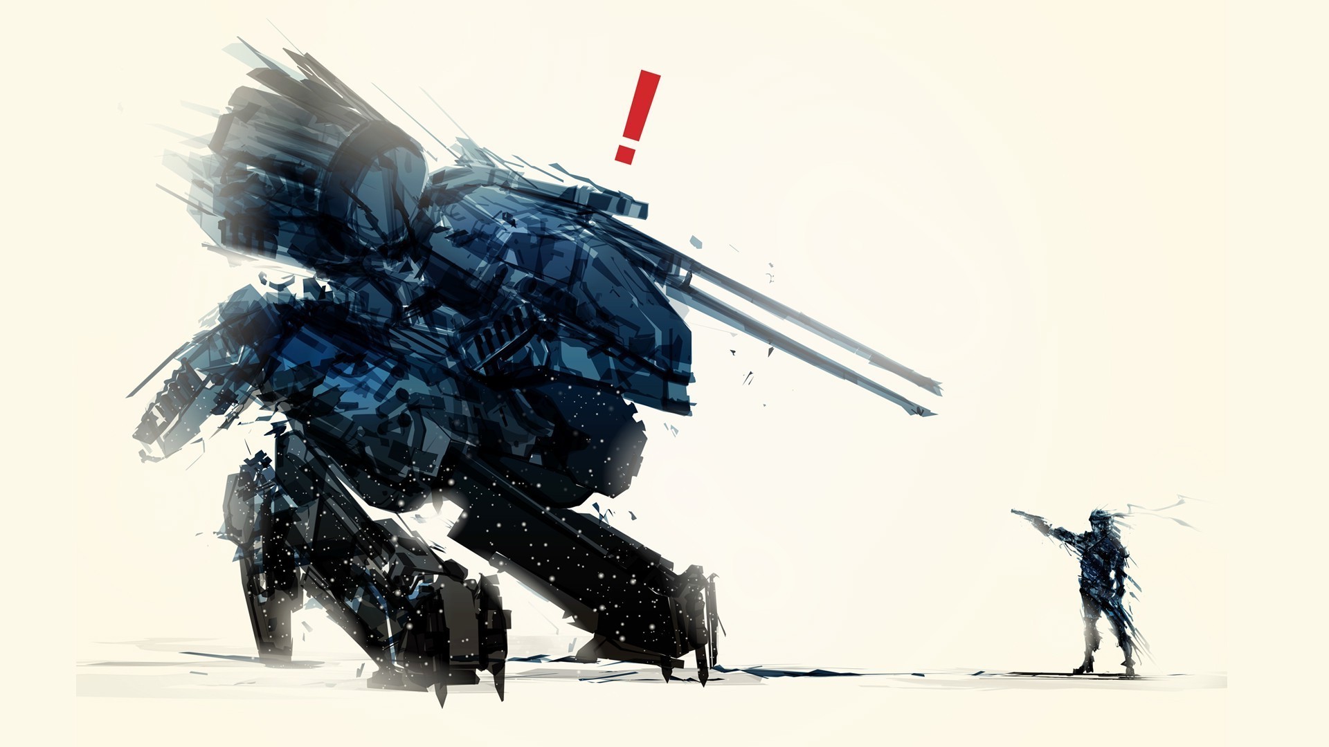 Metal Gear REX, Solid Snake, Metal Gear Solid, Yoji Shinkawa, Sfondo crema, wallpaper desktop Full HD