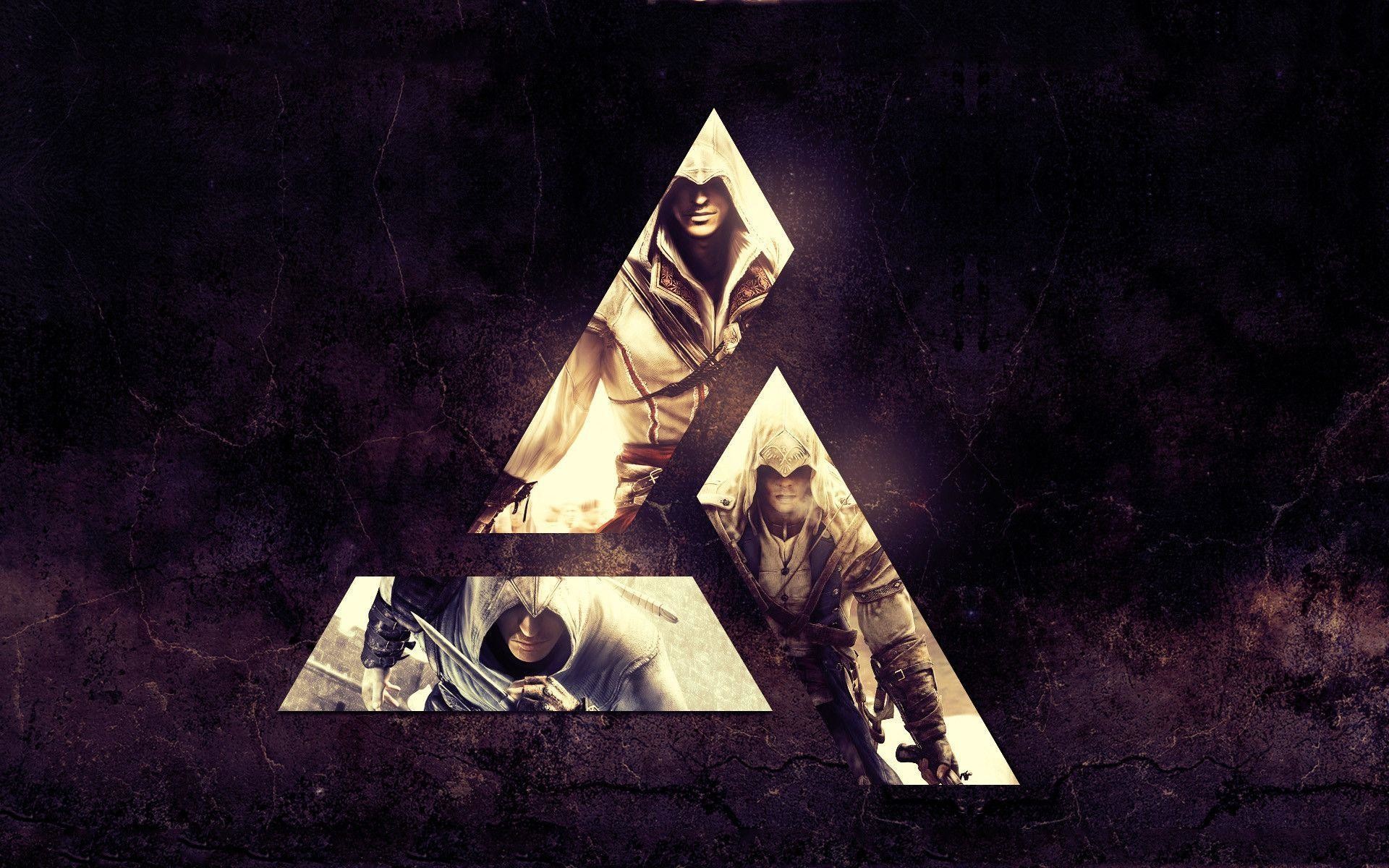 Simbolo degli Assassini, Assassin's Creed, Triangolo, Arte geometrica, Viola scuro, sfondo per PC