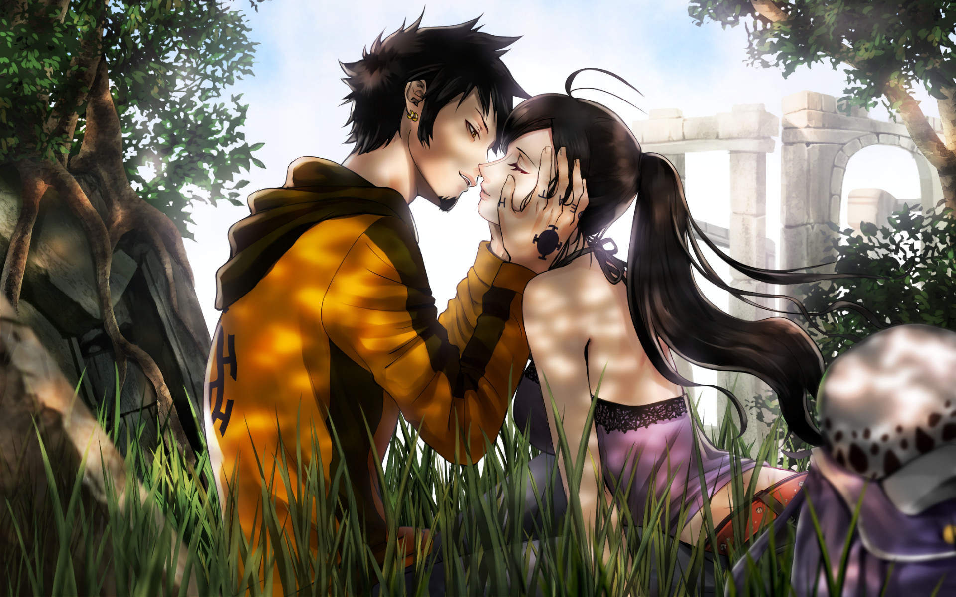 Trafalgar Law, Boa Hancock, One Piece, Bacio, Fan art, 1920x1200, sfondo per PC