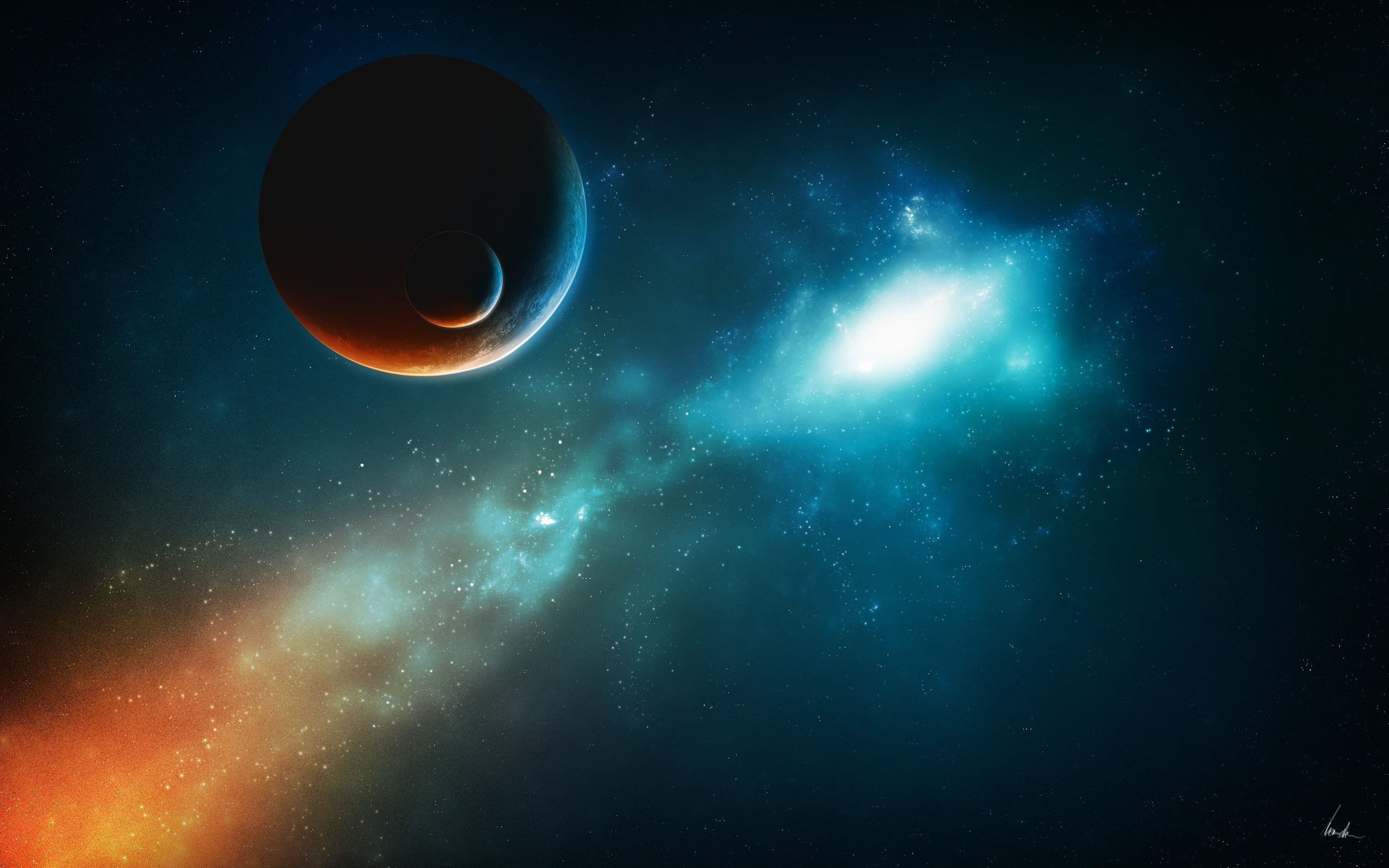 Pianeta, Galassia, Nebulosa, Turchese, 2560x1600, sfondo per PC