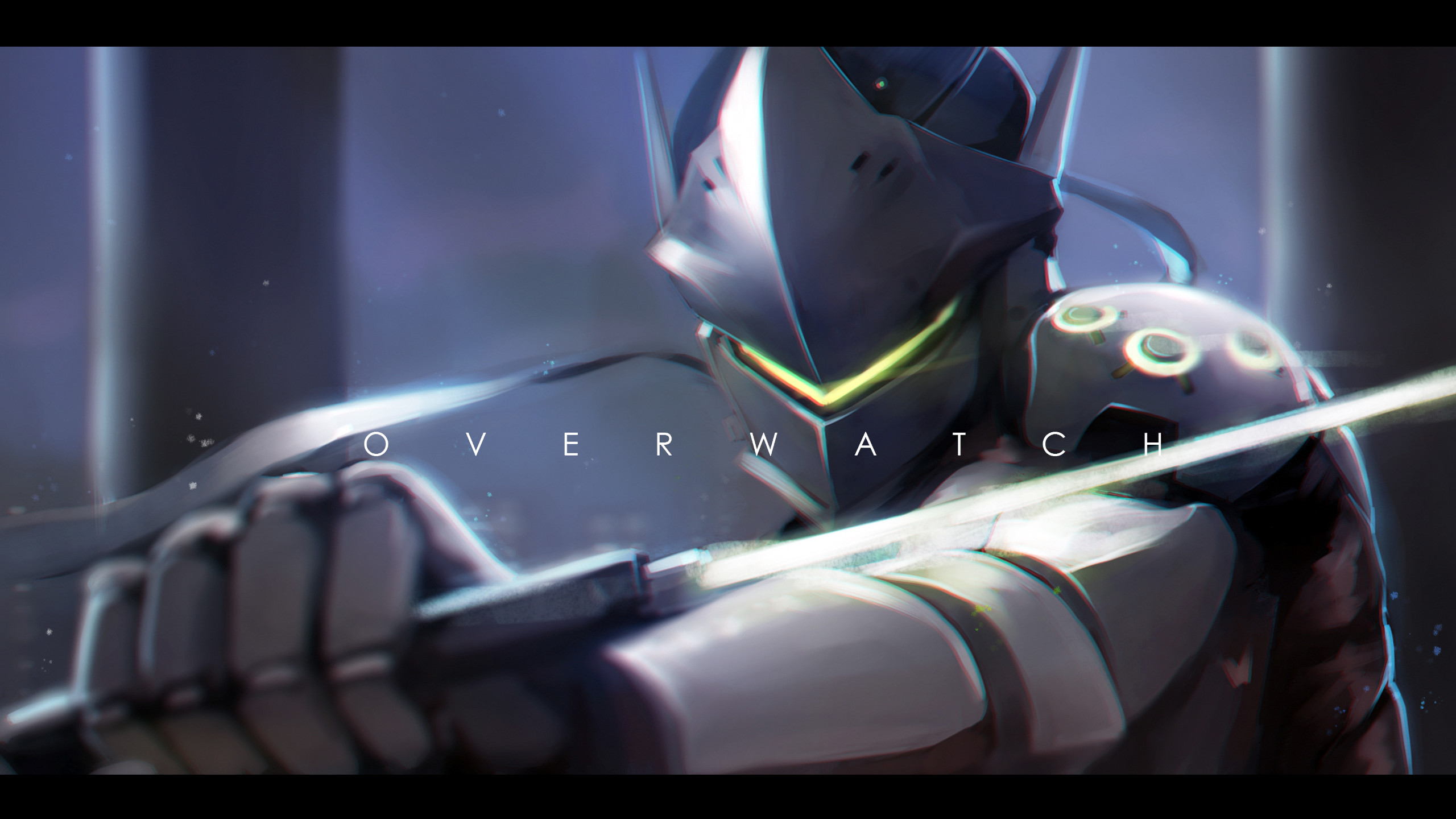 Genji, Overwatch, Katana, Primo piano, 2K, sfondo per PC e portatile