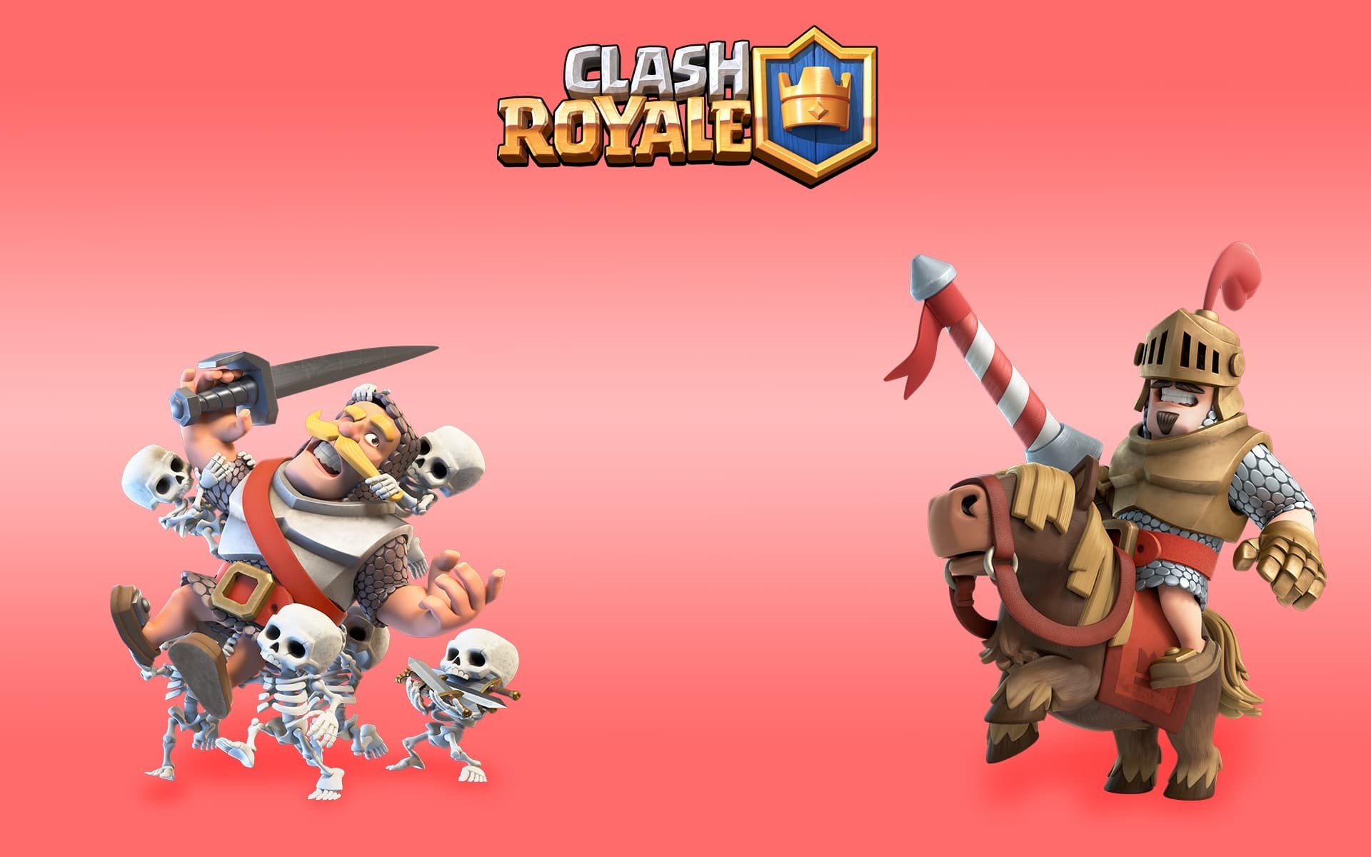 Clash Royale, Logo, Principe, Scheletri, Rosa, 16:10 Full HD, sfondo widescreen