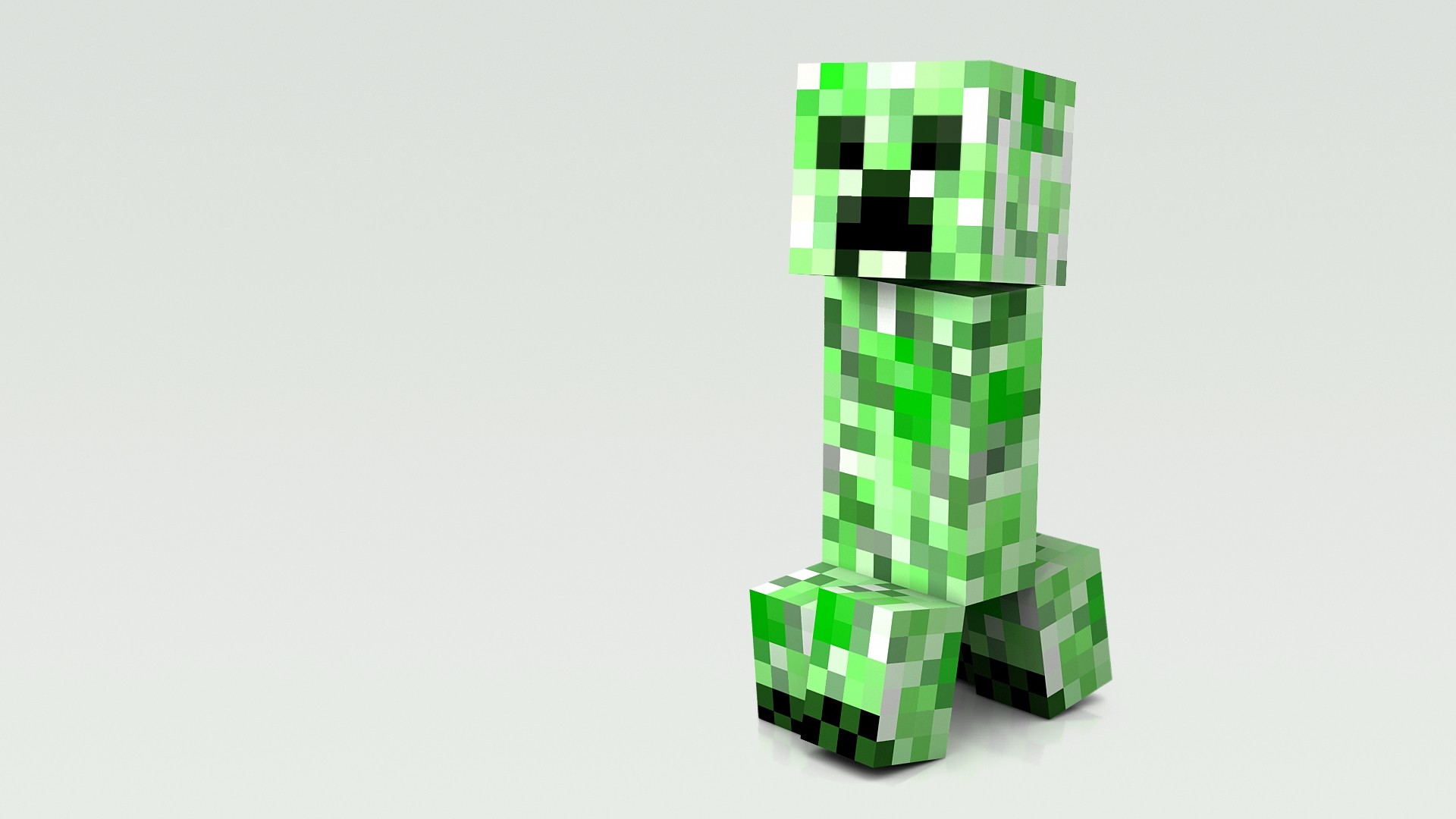 Minecraft, Creeper, Rendering 3D, Sfondo bianco, Full HD, wallpaper per PC
